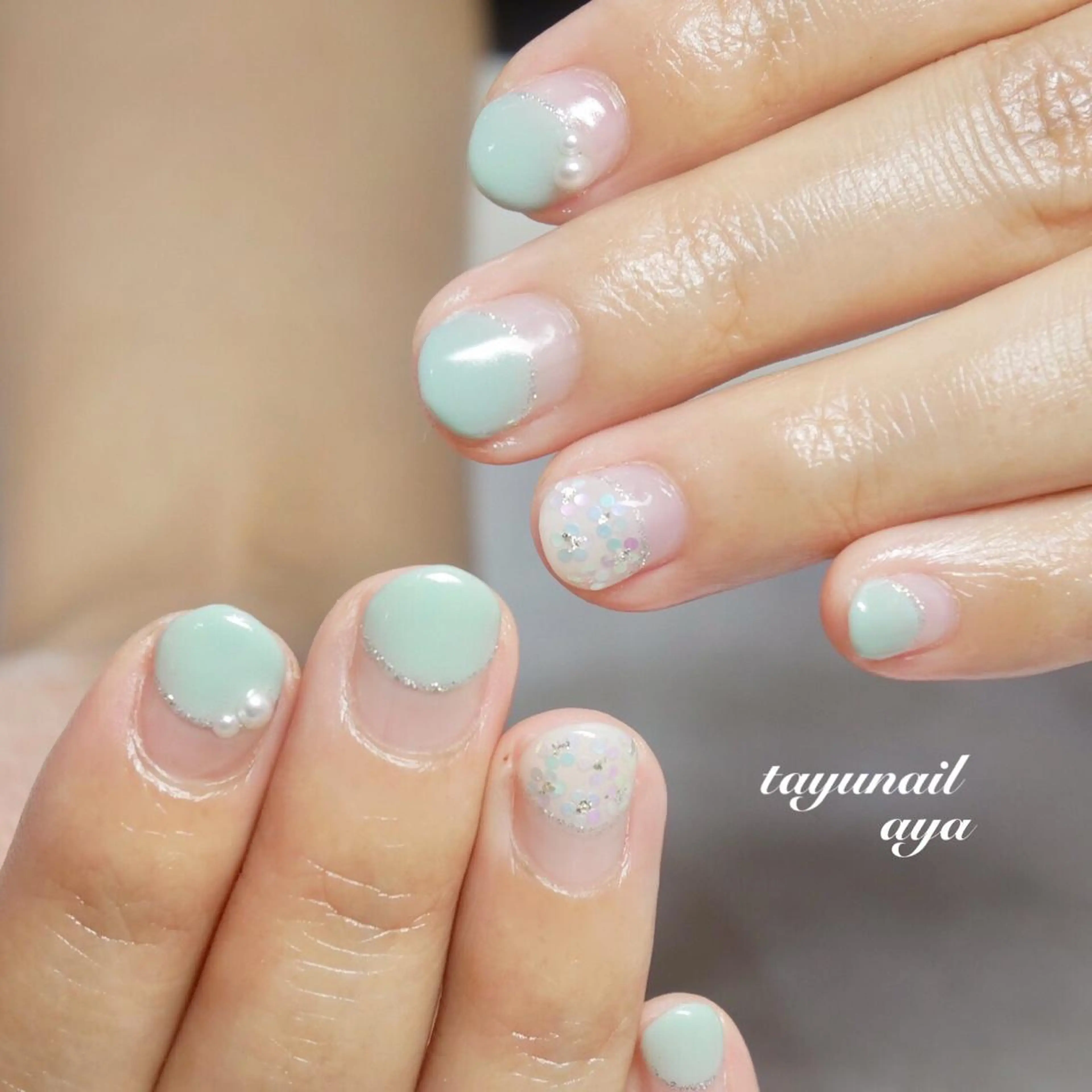 ネイル アートネイル ブルー フットネイル ジェルネイル グラデーション ネイルサロン 【たゆnail】のネイルデザイン