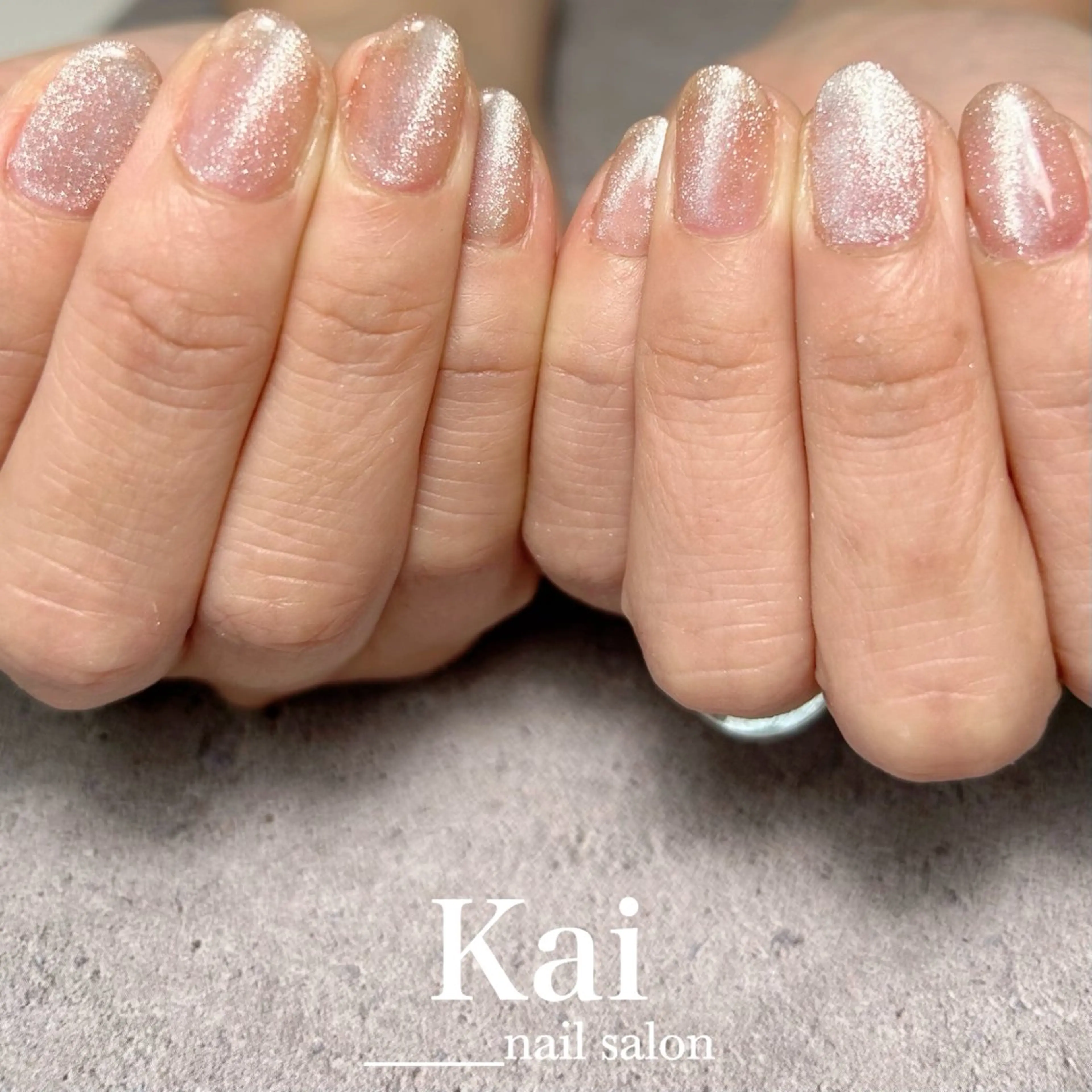 ネイル フレンチネイル 韓国ネイル マグネットネイル ミラーネイル ピンク ハンドネイル Kai  nail Mayukoのネイルデザイン