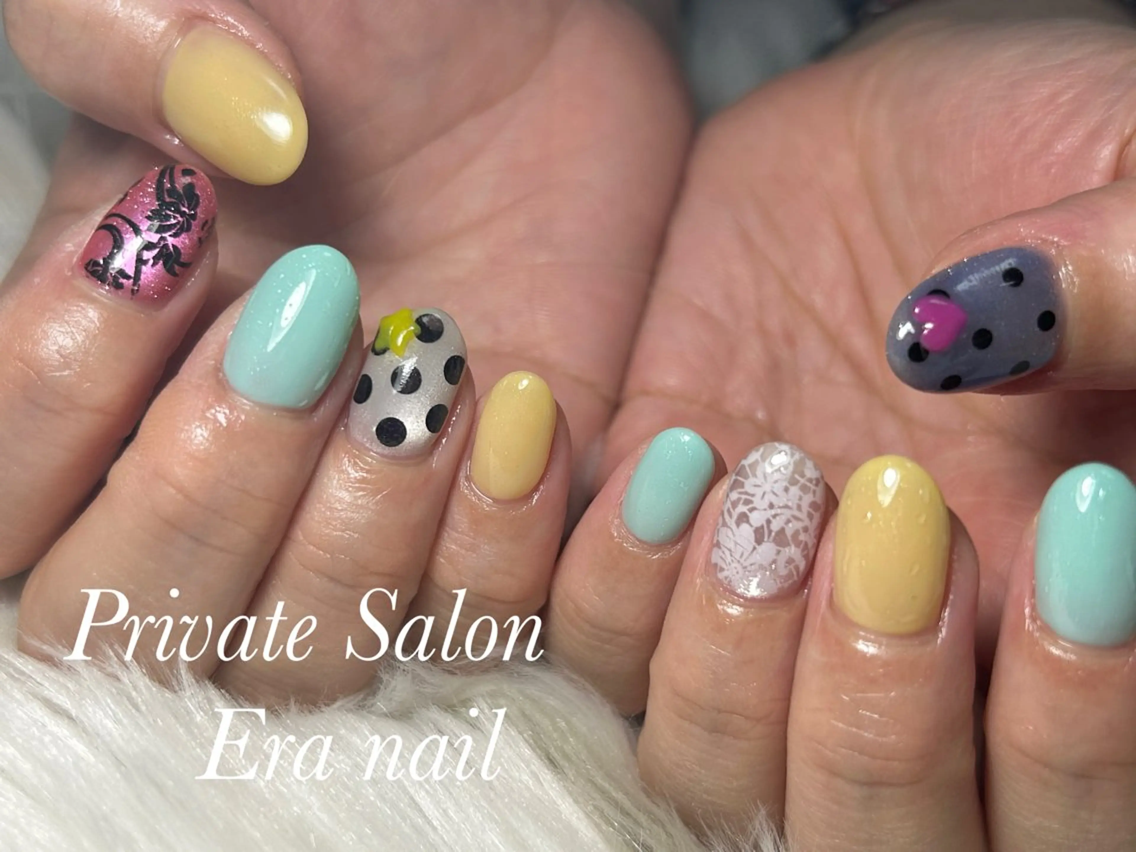 ネイル ドット レース ハンドネイル Era nailのネイルデザイン