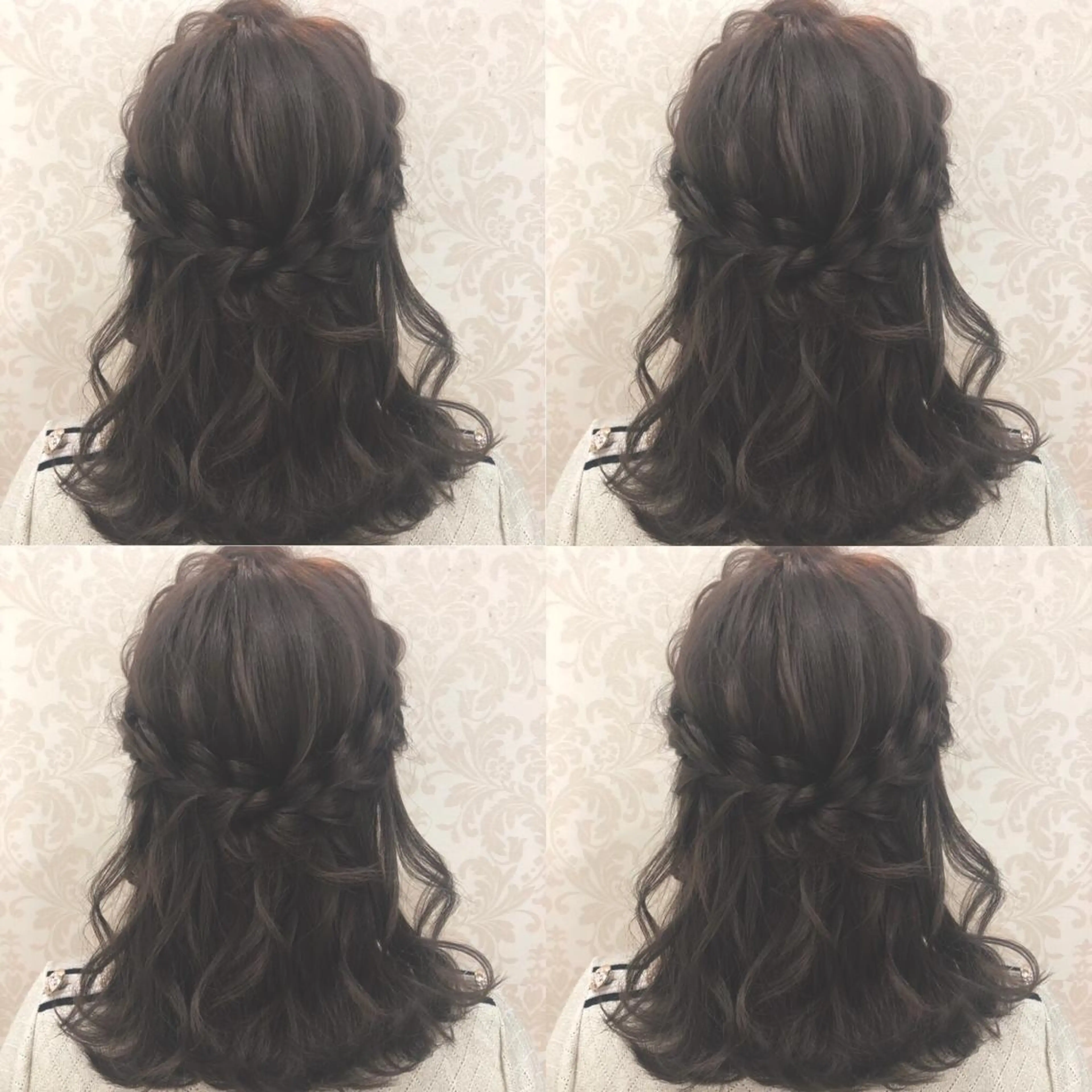 ミディアム カラー ヘアアレンジ ハーフアップ グレージュ ヘアセット 🌷MAYU 🌷のヘアスタイル