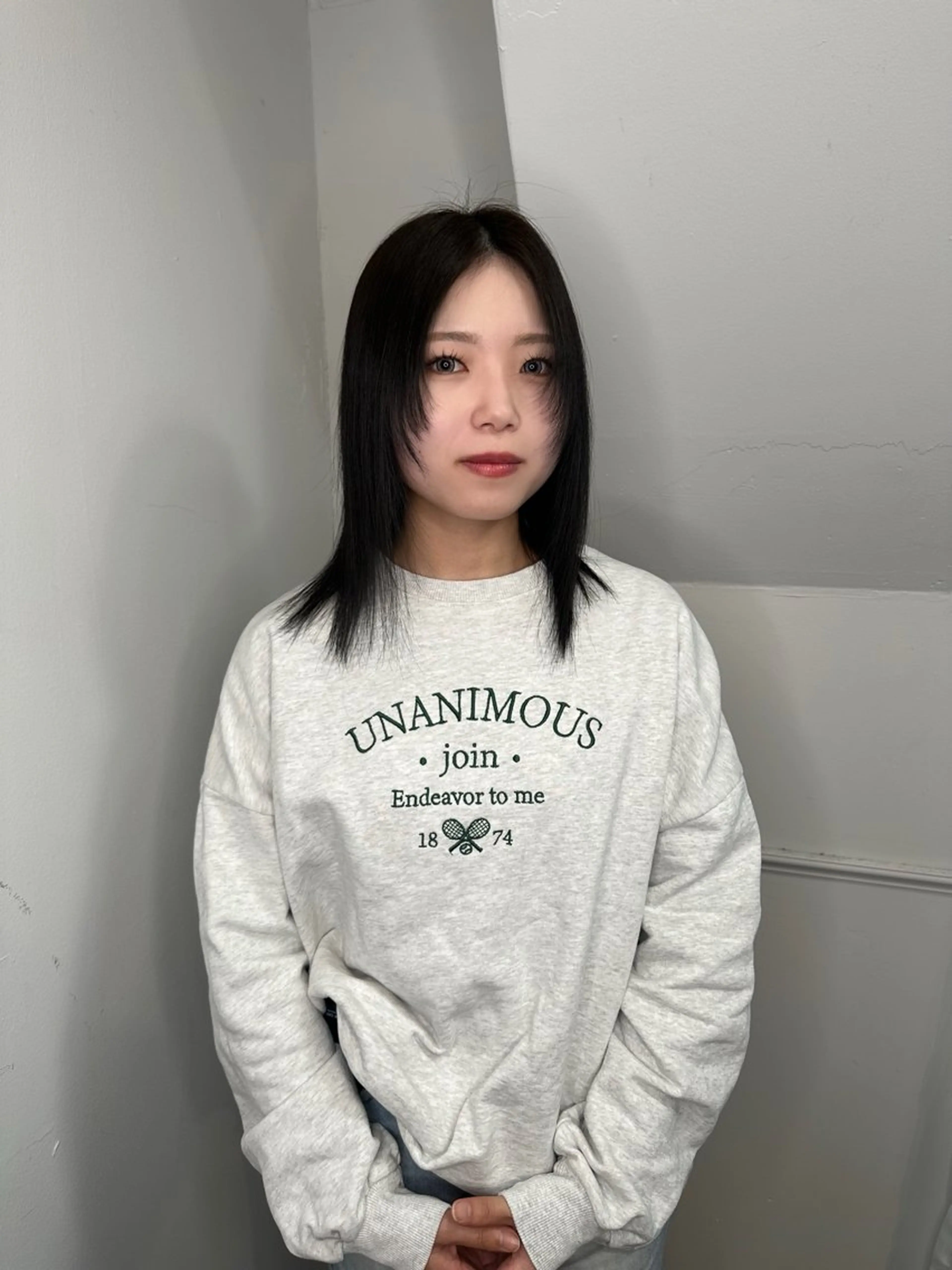 ミディアム ケアカラー ボブ 髪質改善 韓国風ヘア レイヤーカット ヘアカラー トリートメント 艶髪カラー/レイヤ ー支持No.1renのヘアスタイル