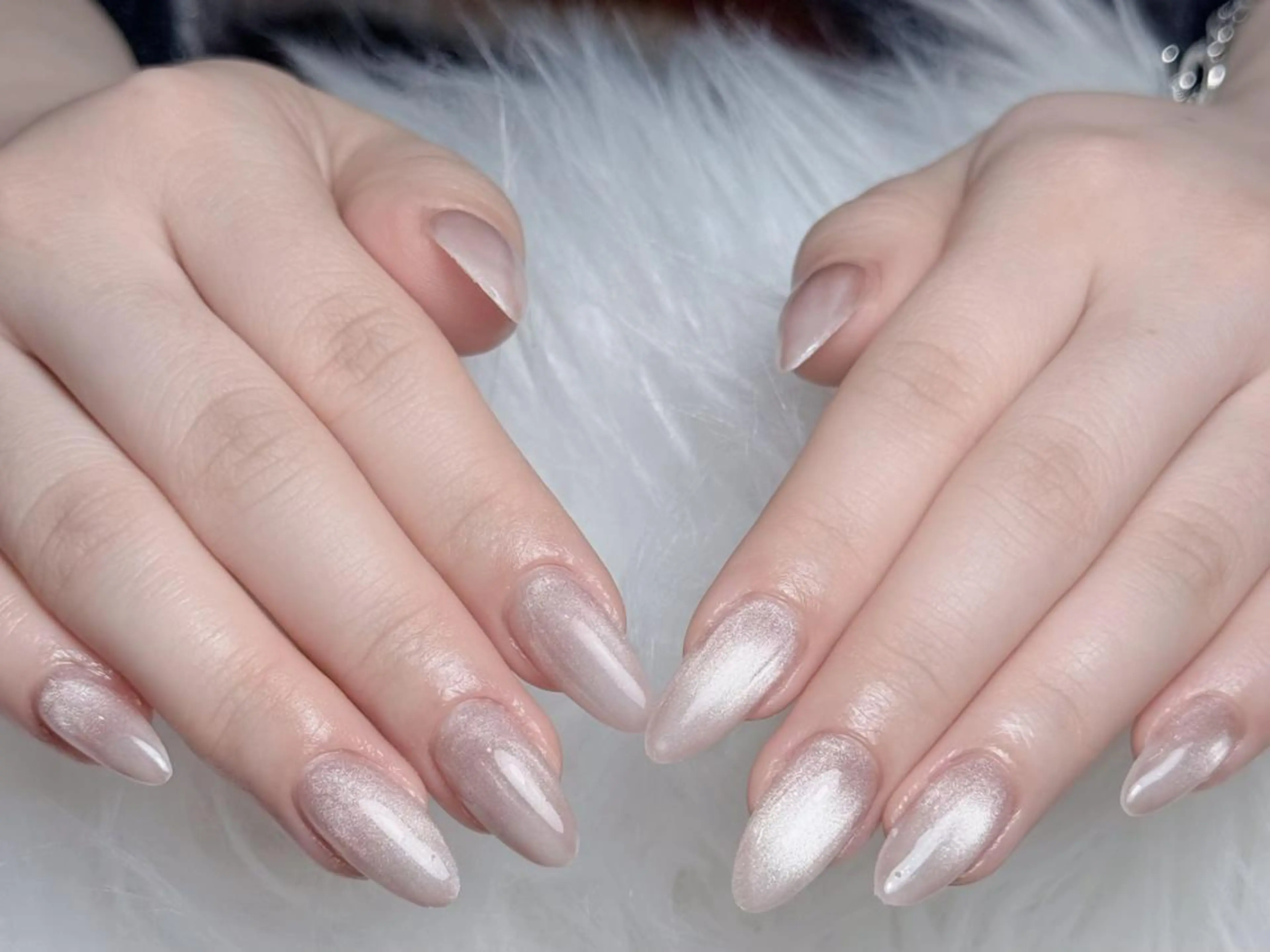 ネイル オーロラネイル 長さ出し フットネイル フレンチネイル ジェルネイル ハンドネイル Mio💖Belle Nail Salonのネイルデザイン