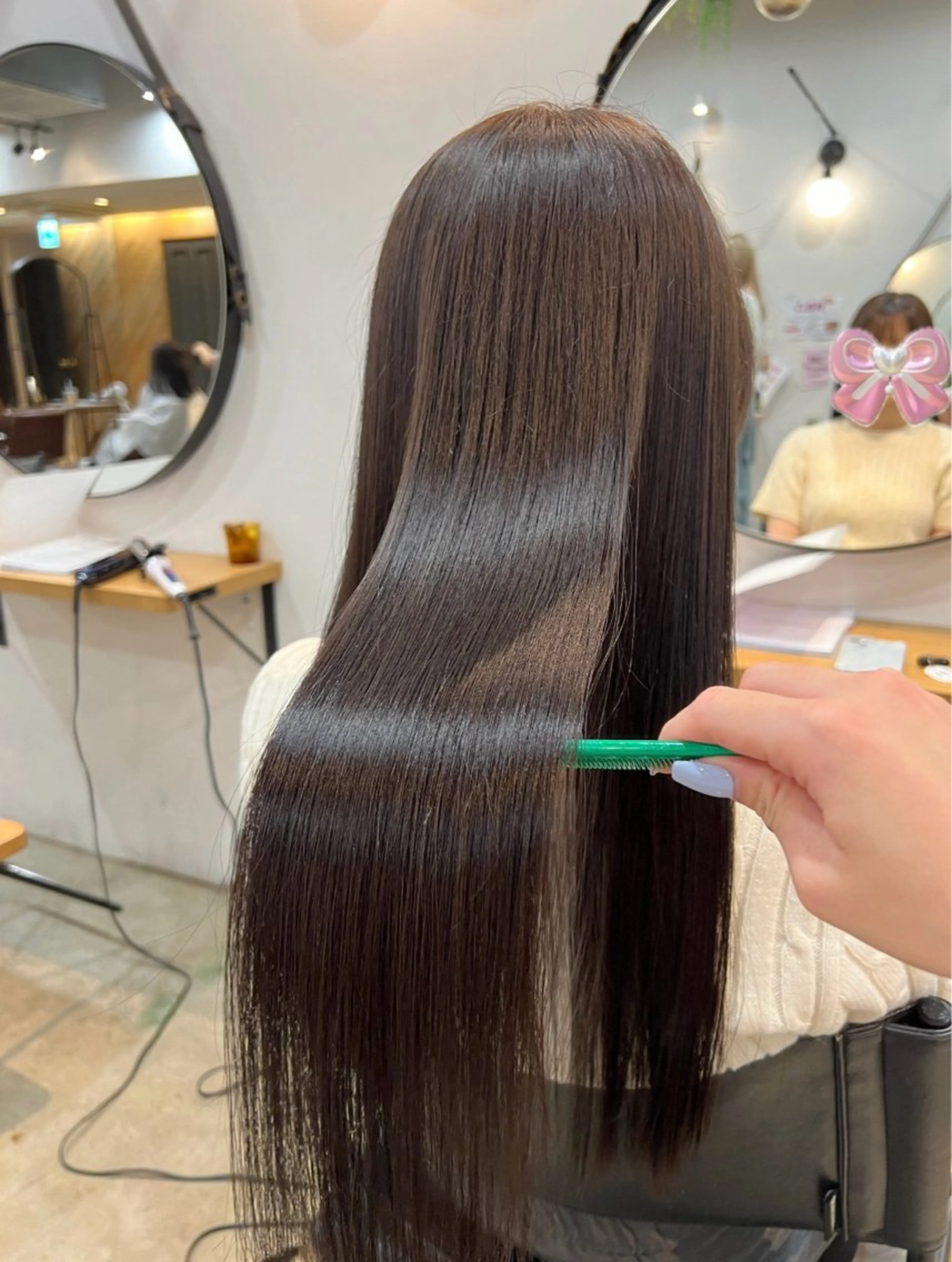 ロング カラー パーマ 髪質改善 ストレートパーマ beleefric 🩵チセのヘアスタイル