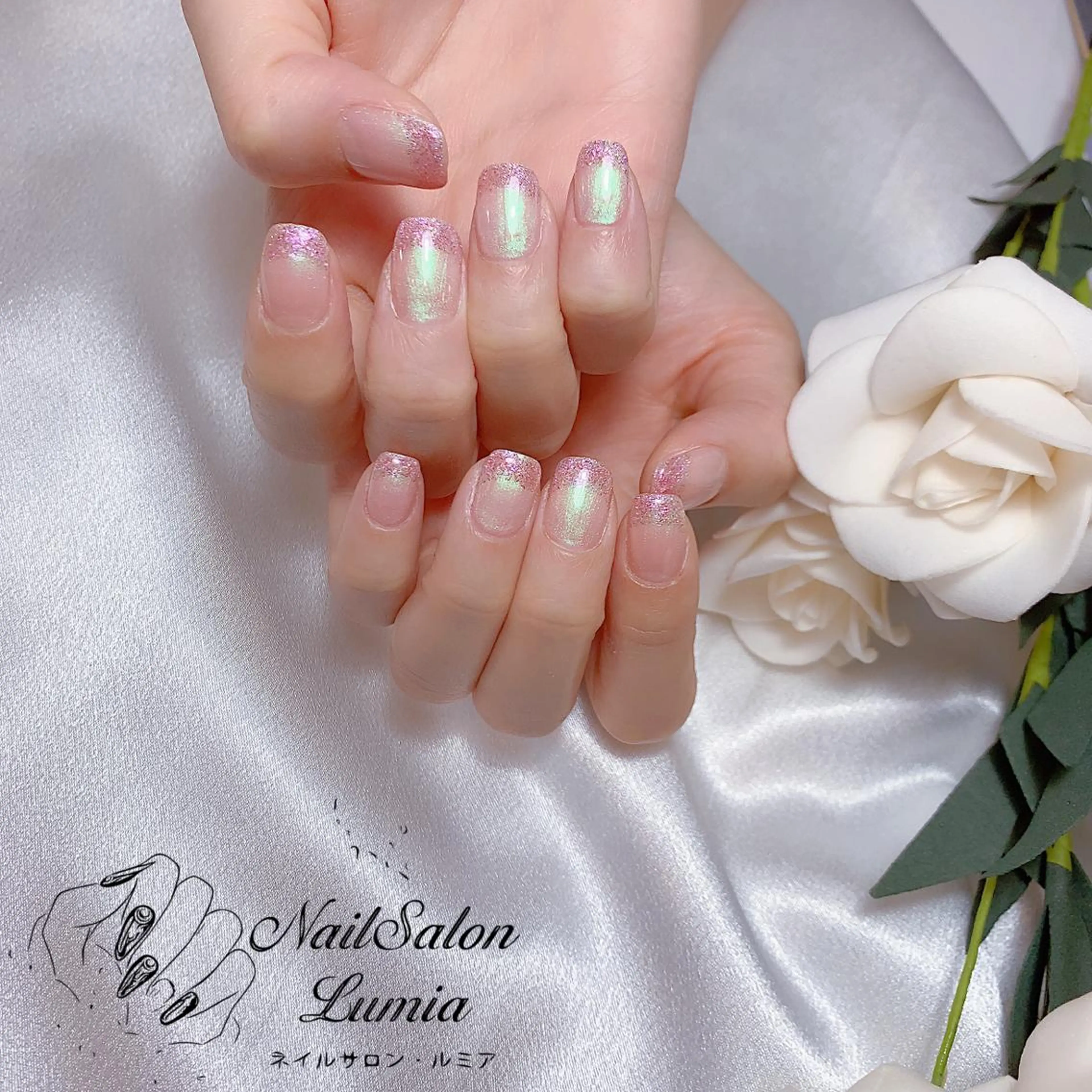 ネイル フレンチネイル キラキラネイル ハンドネイル ネイルサロン ルミア Lumia 店長のネイルデザイン