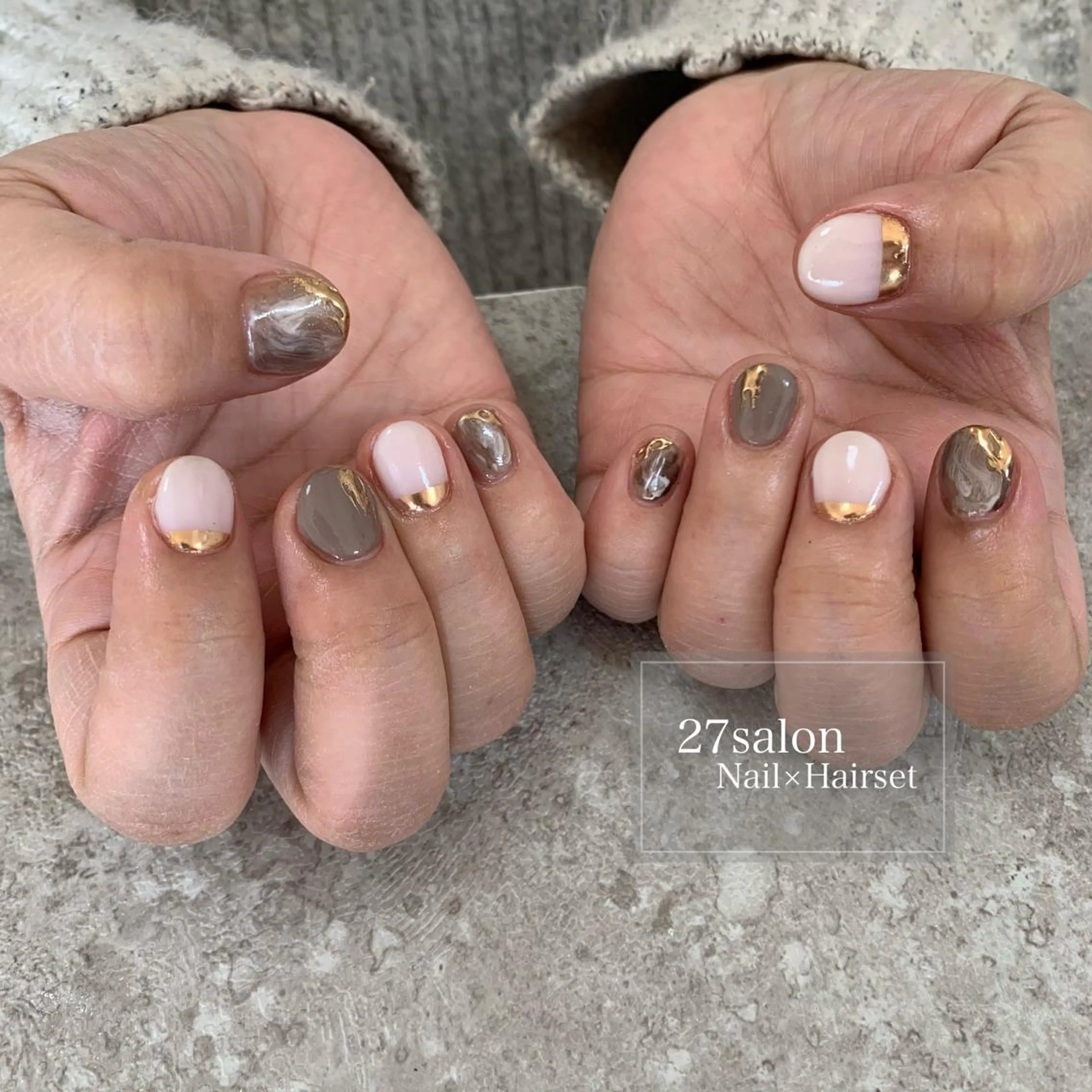 ネイル アートネイル ミラーネイル ショートネイル 27salon yuinaのネイルデザイン