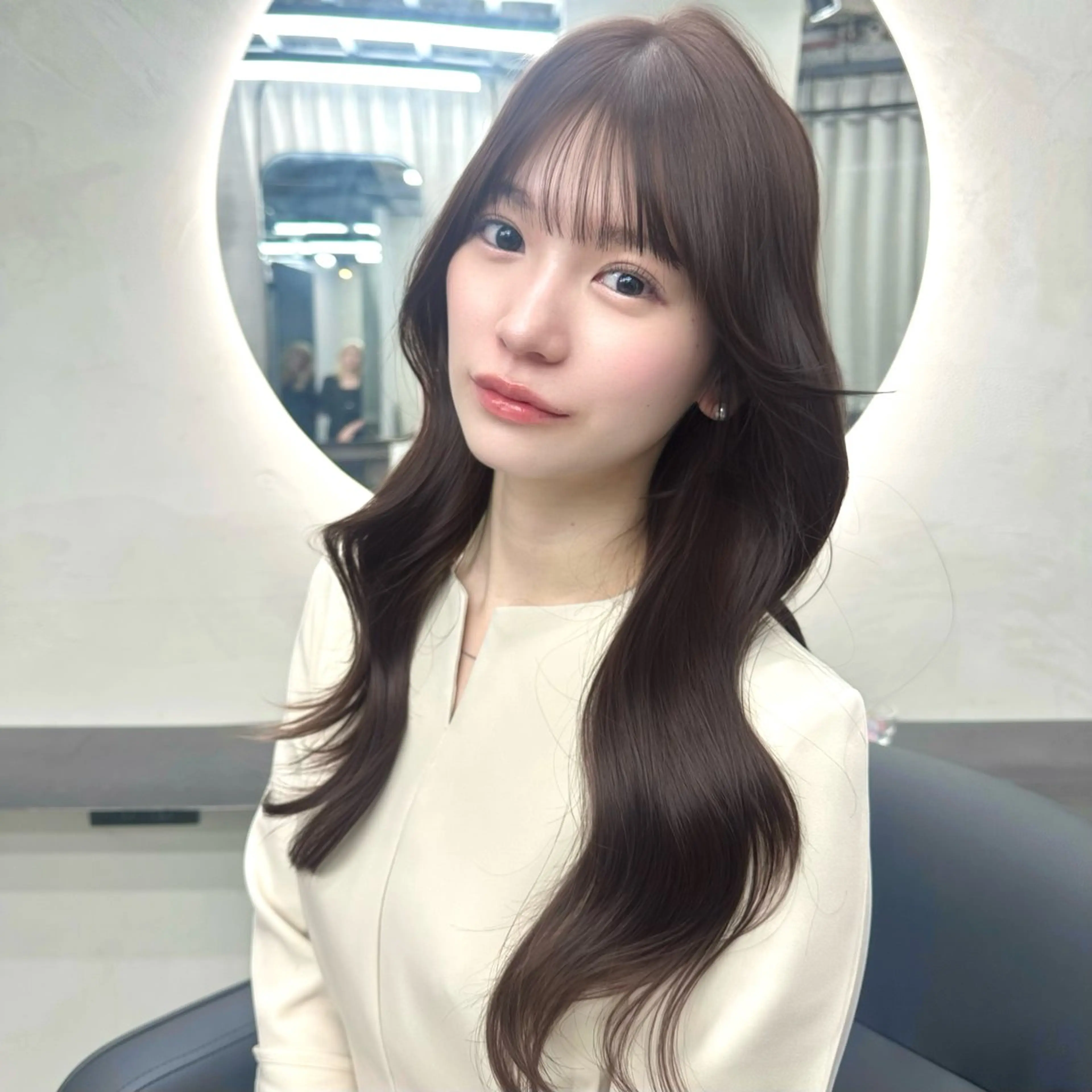 ミディアム カット ヘアカラー トリートメント 韓国/ワンホンヘア 髪質改善/MaCoのヘアスタイル