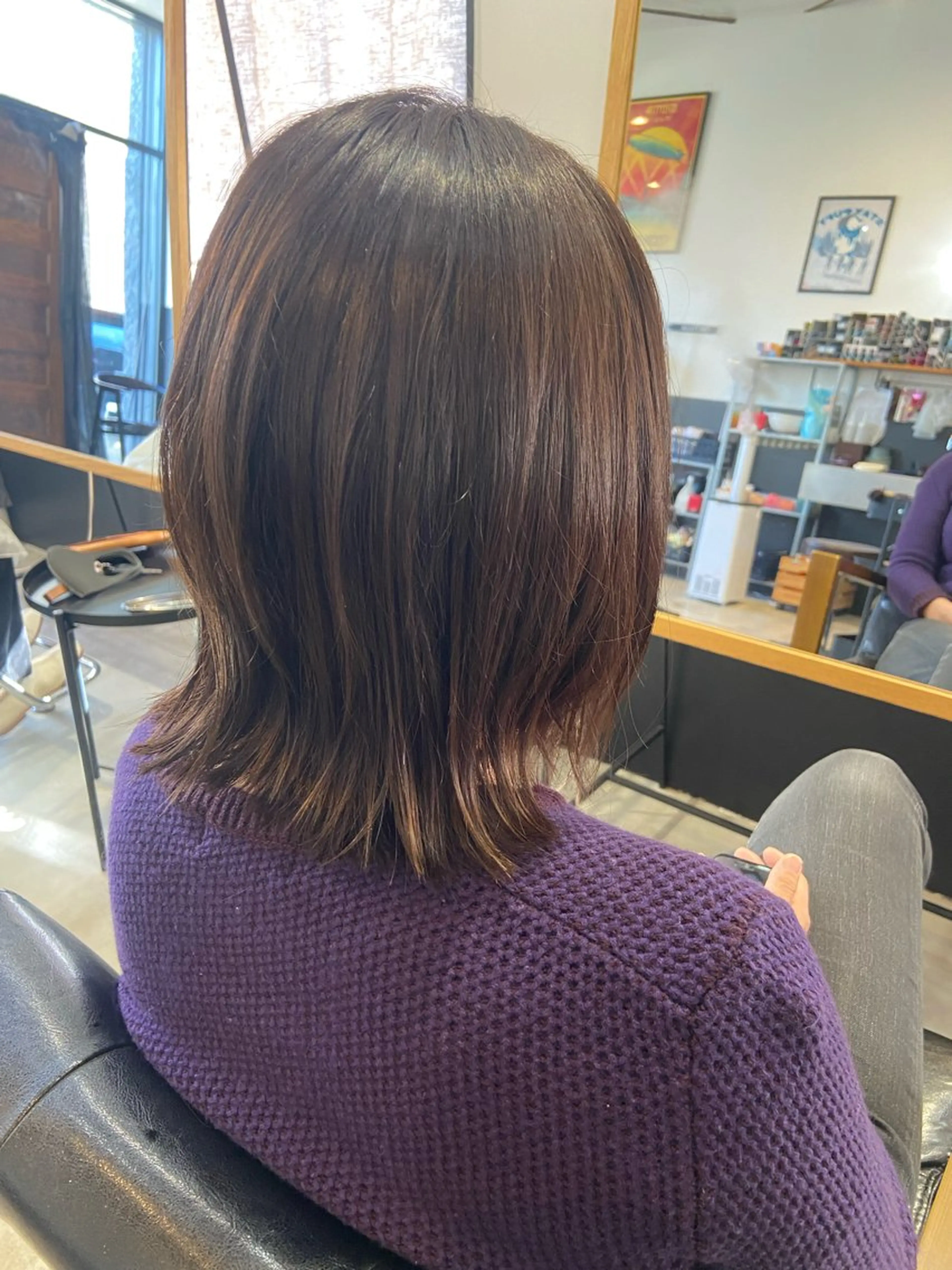 ミディアム 外ハネヘア カット ヘアカラー 💫縮毛矯正/ カット💫徳永あい子のヘアスタイル