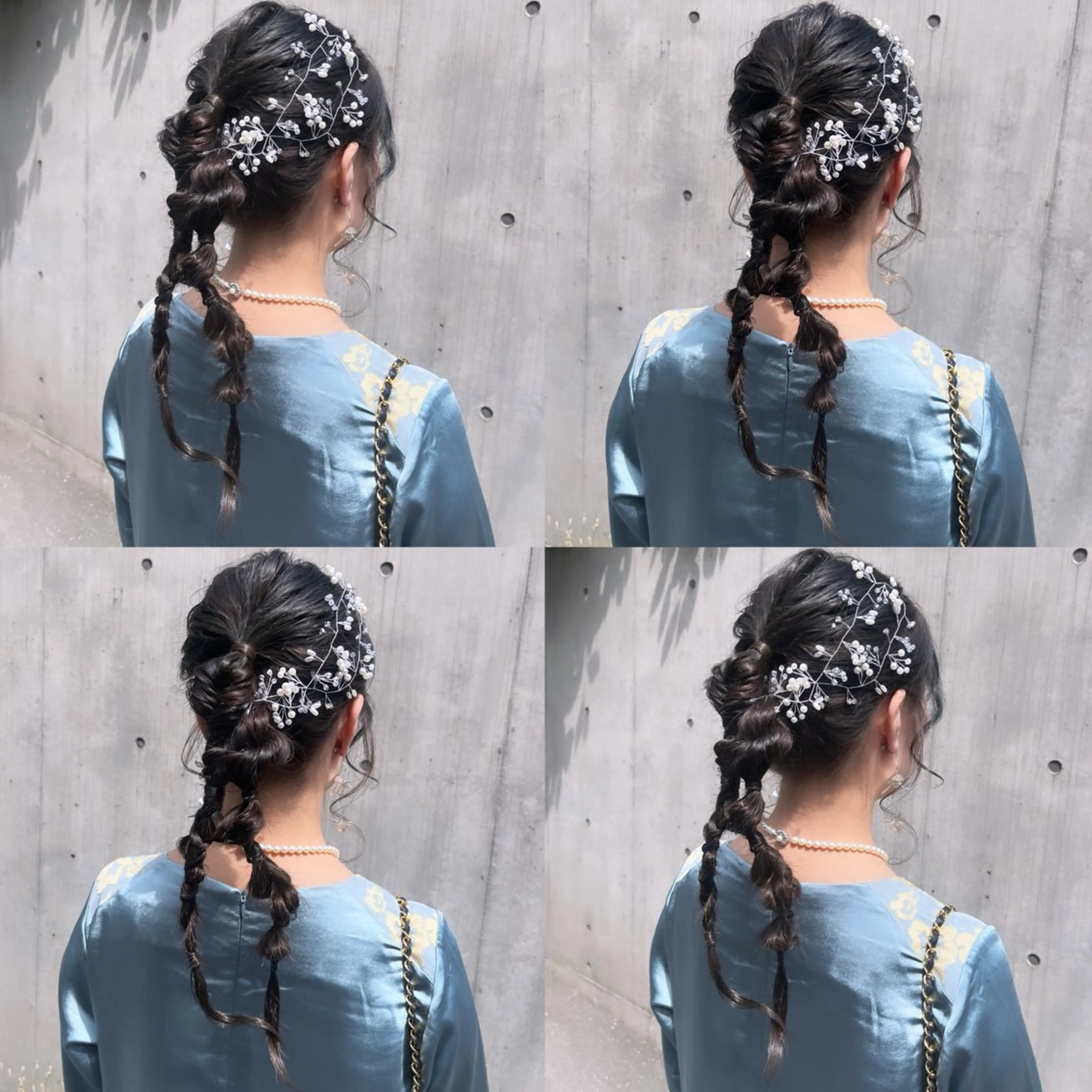 セミロング カラー ヘアアレンジ 編みこみ 結婚式・ブライダル ヘアカラー ヘアセット カジュアルを女っぽく 𝗮𝘆𝗮𝗰𝗼のヘアスタイル