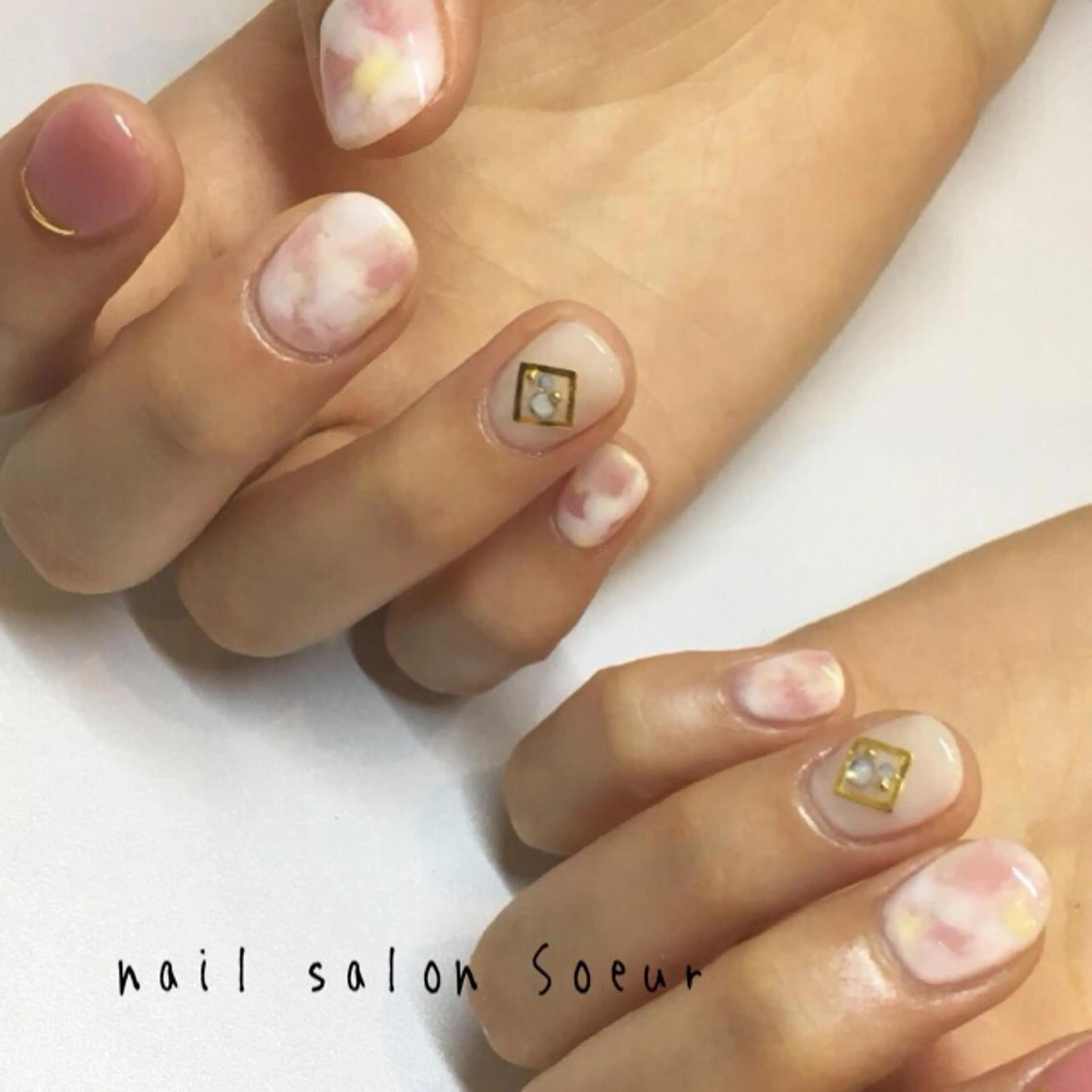 ネイル アートネイル ジェルネイル 大理石ネイル(マーブル) パステルネイル 春ネイル ハンドネイル nail salon Soeurのネイルデザイン