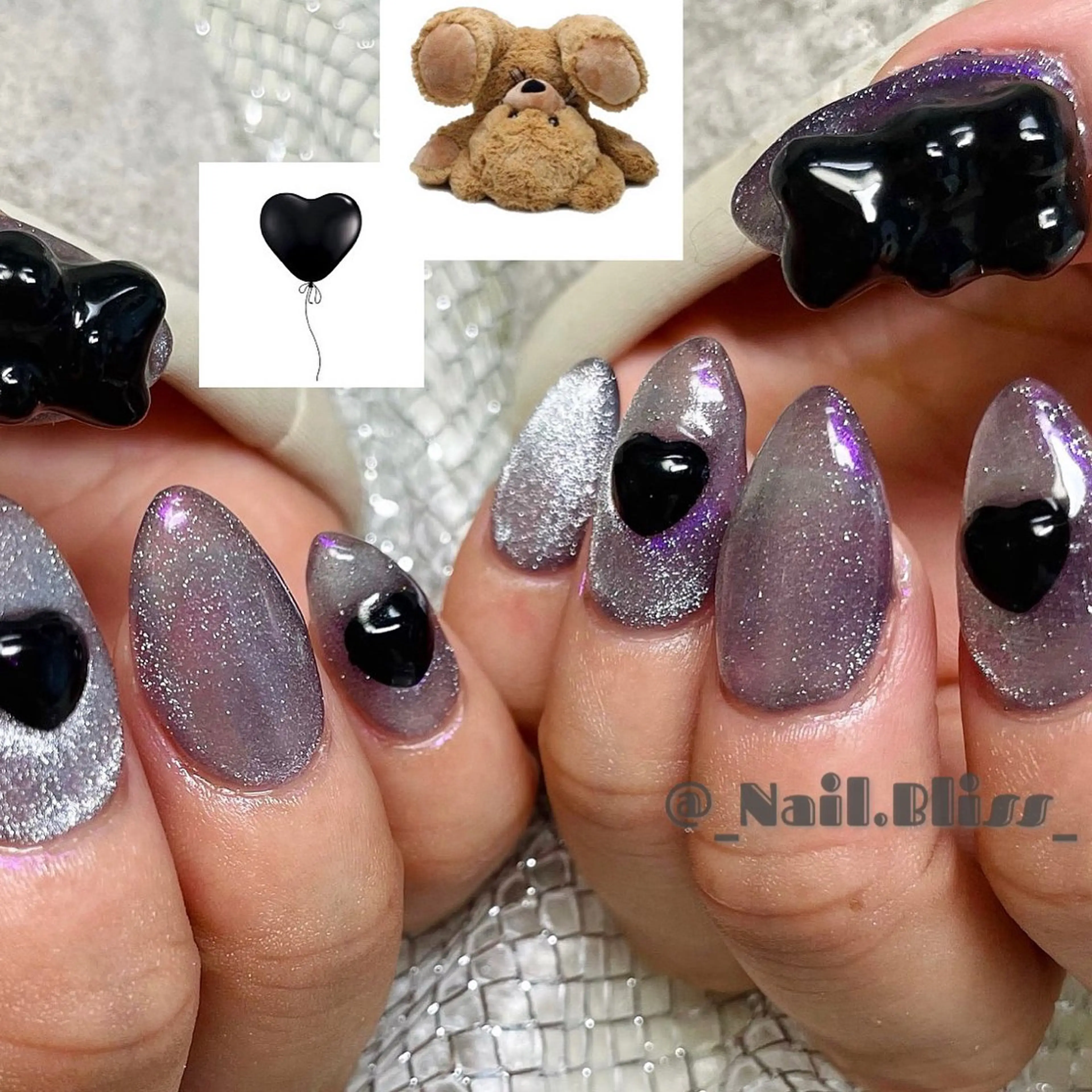 ネイル オーロラネイル クリアネイル 氷ネイル・うるうるネイル マグネットネイル ハンドネイル NAIL BLISSのネイルデザイン