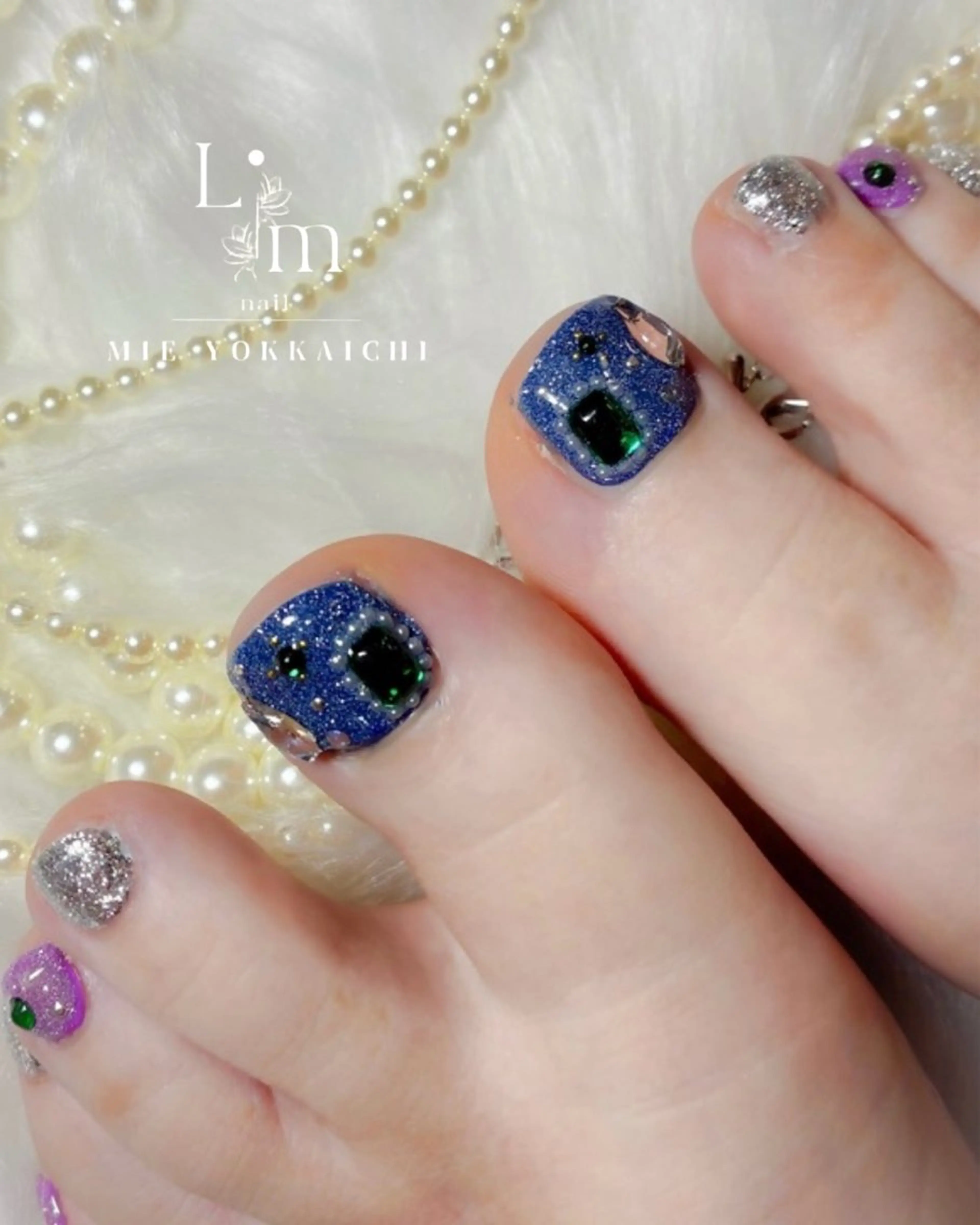 ネイル フットネイル キラキラネイル Li.m nail リム ネイルのネイルデザイン