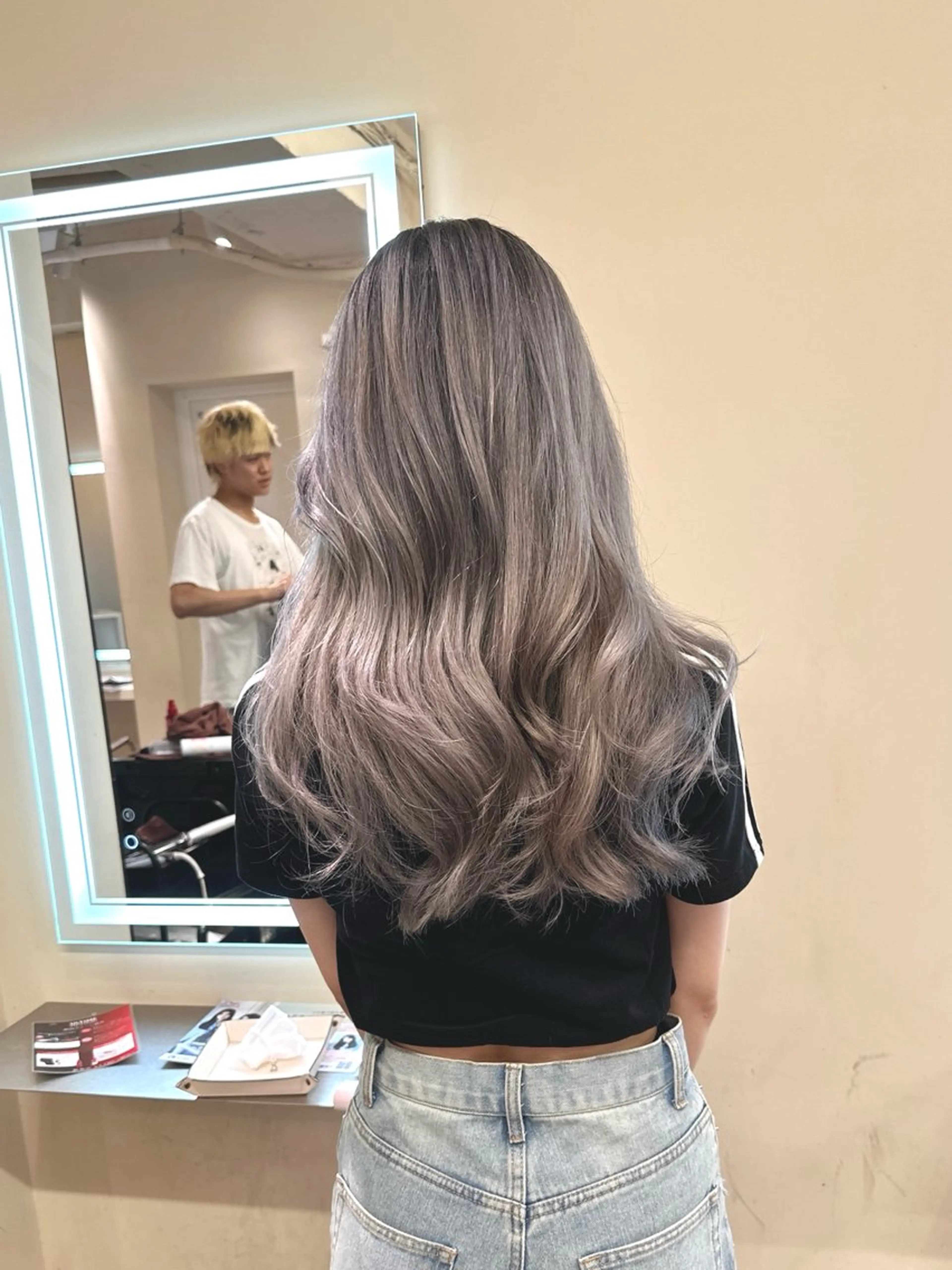 ロング カラー アディクシーカラー バレイヤージュ ブリーチ デザインカラー ダブルカラー カット ヘアカラー トリートメント opus 店長大和 レイヤー/赤み消しのヘアスタイル