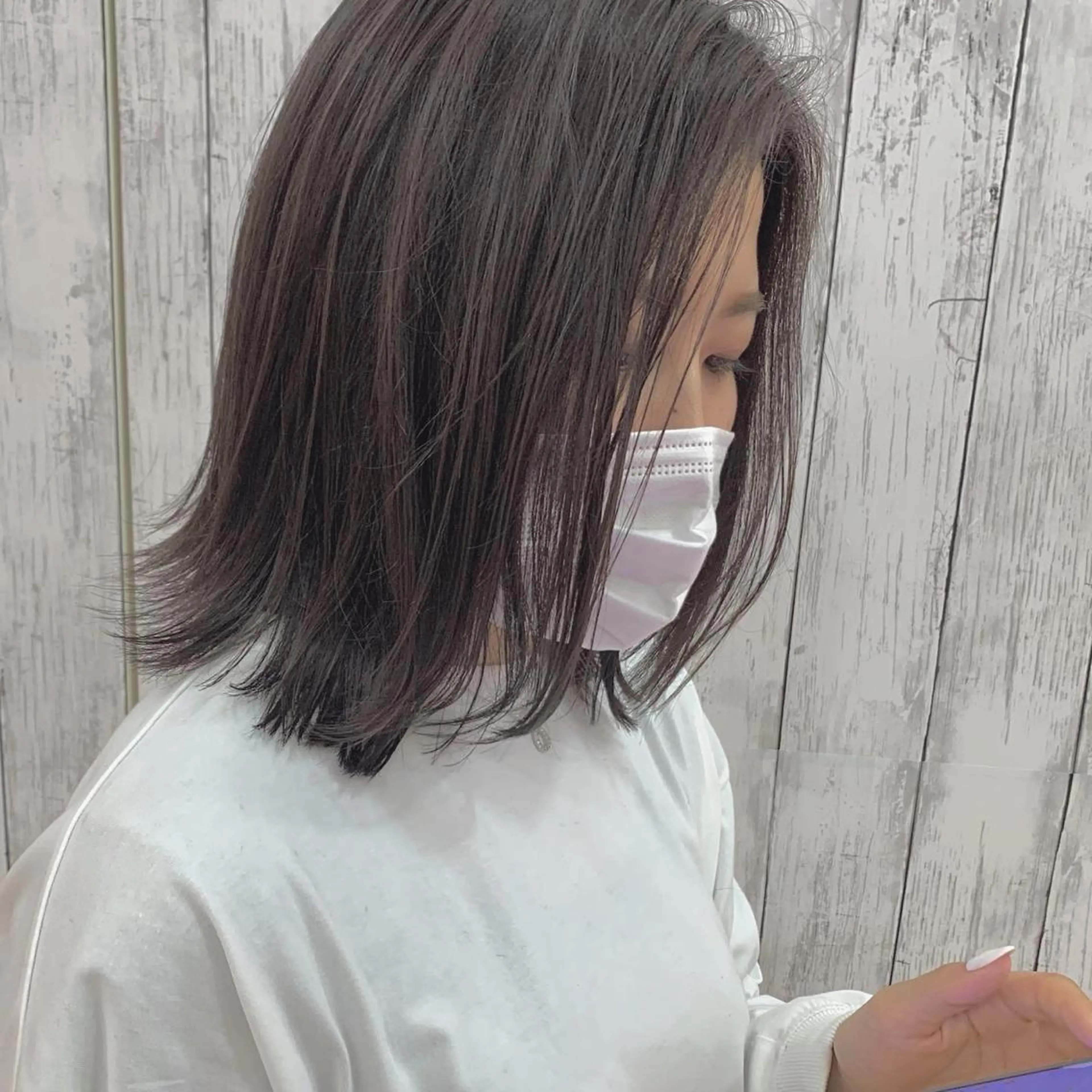 ミディアム カラー グレージュ ラベンダーカラー ラベンダーグレージュ ラベンダーグレー ヘアカラー ayaka 大宮のヘアスタイル