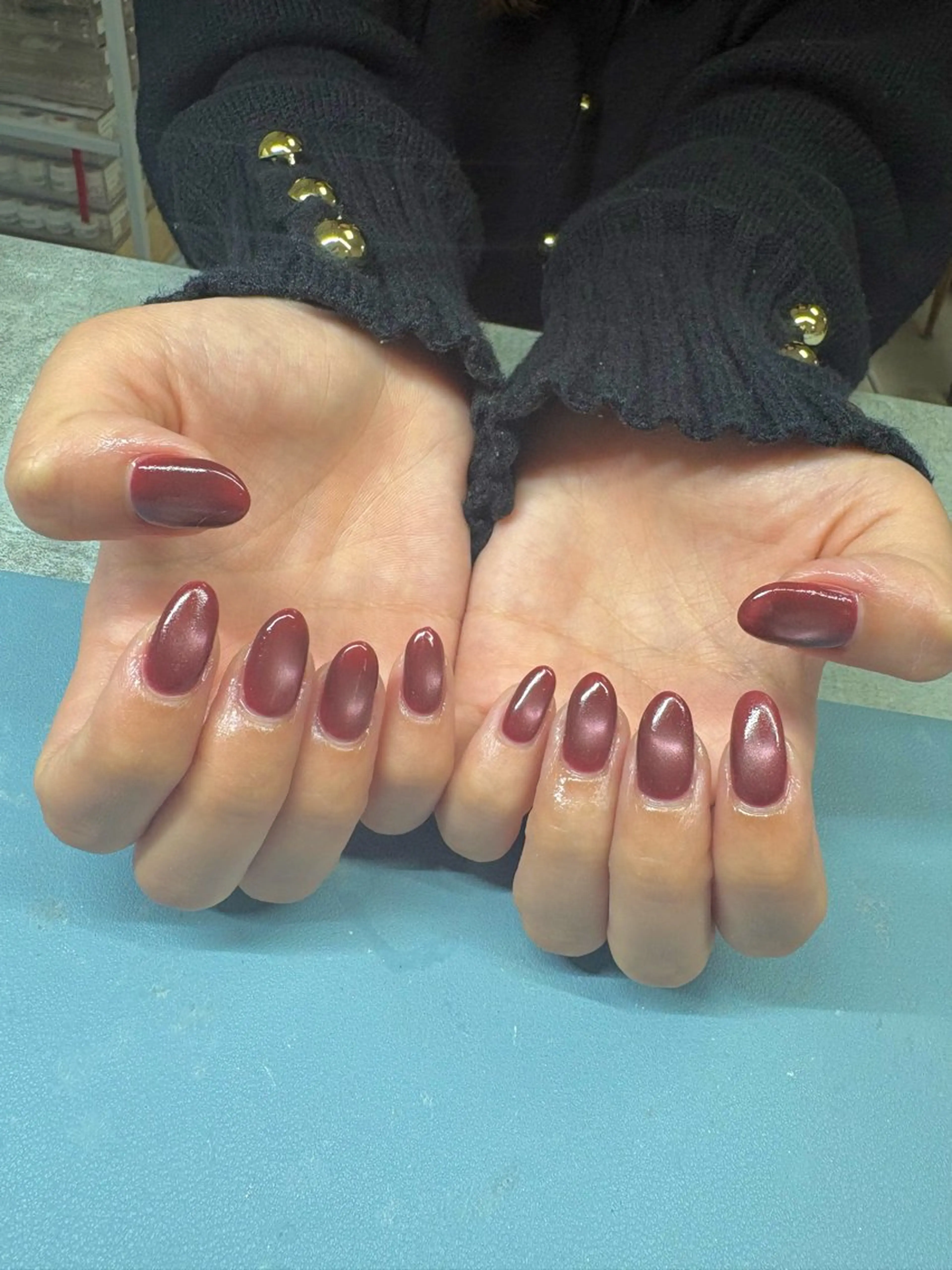 ネイル オーロラネイル ボルドー クリアネイル フラッシュネイル フットネイル ハンドネイル パラジェルフィルイン マグネット/倉持のネイルデザイン