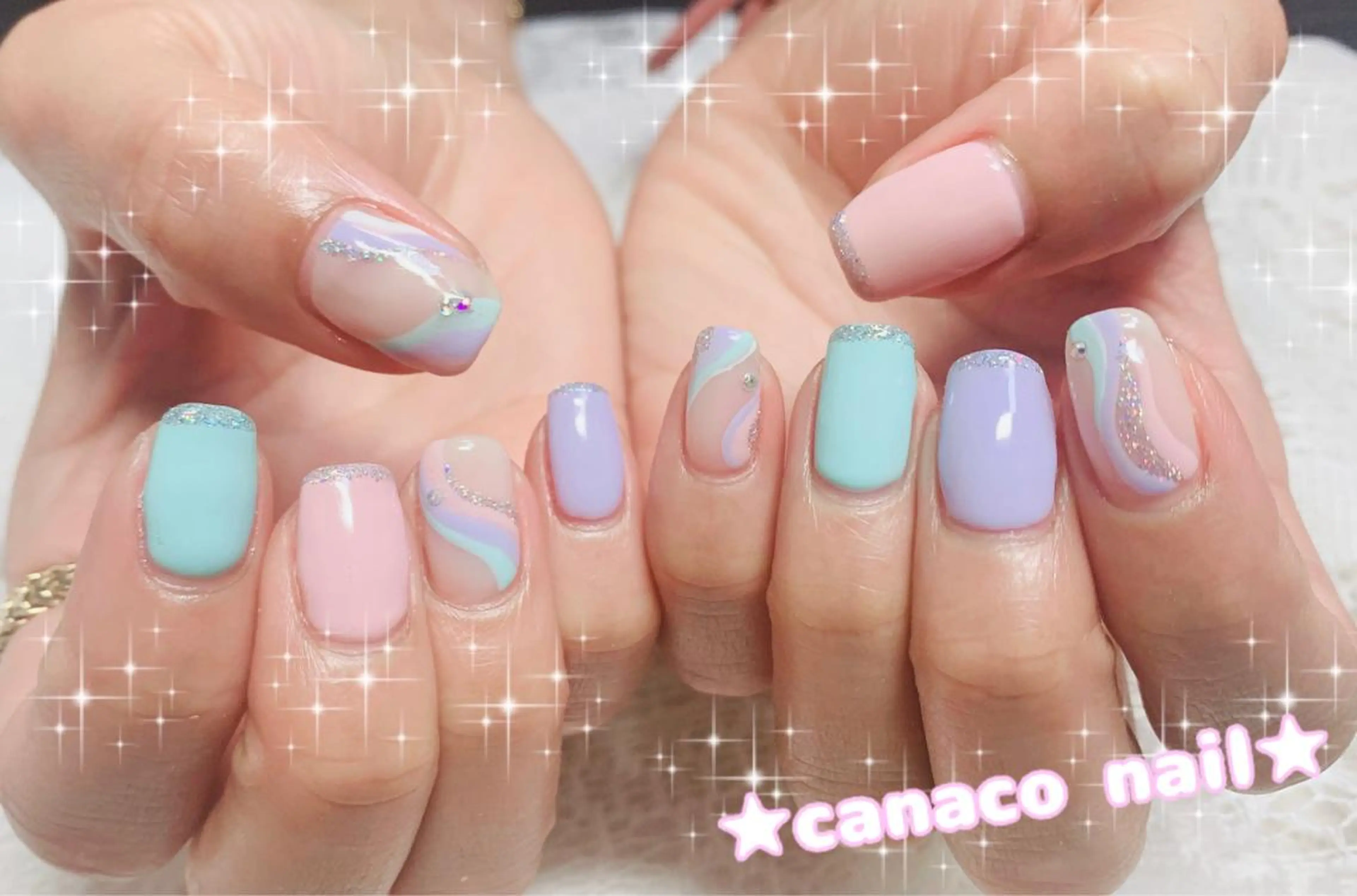 ネイル アートネイル ジェルネイル パラジェル パステルネイル 春ネイル ハンドネイル ハンドケア ベテランネイル cnc  nailのネイルデザイン