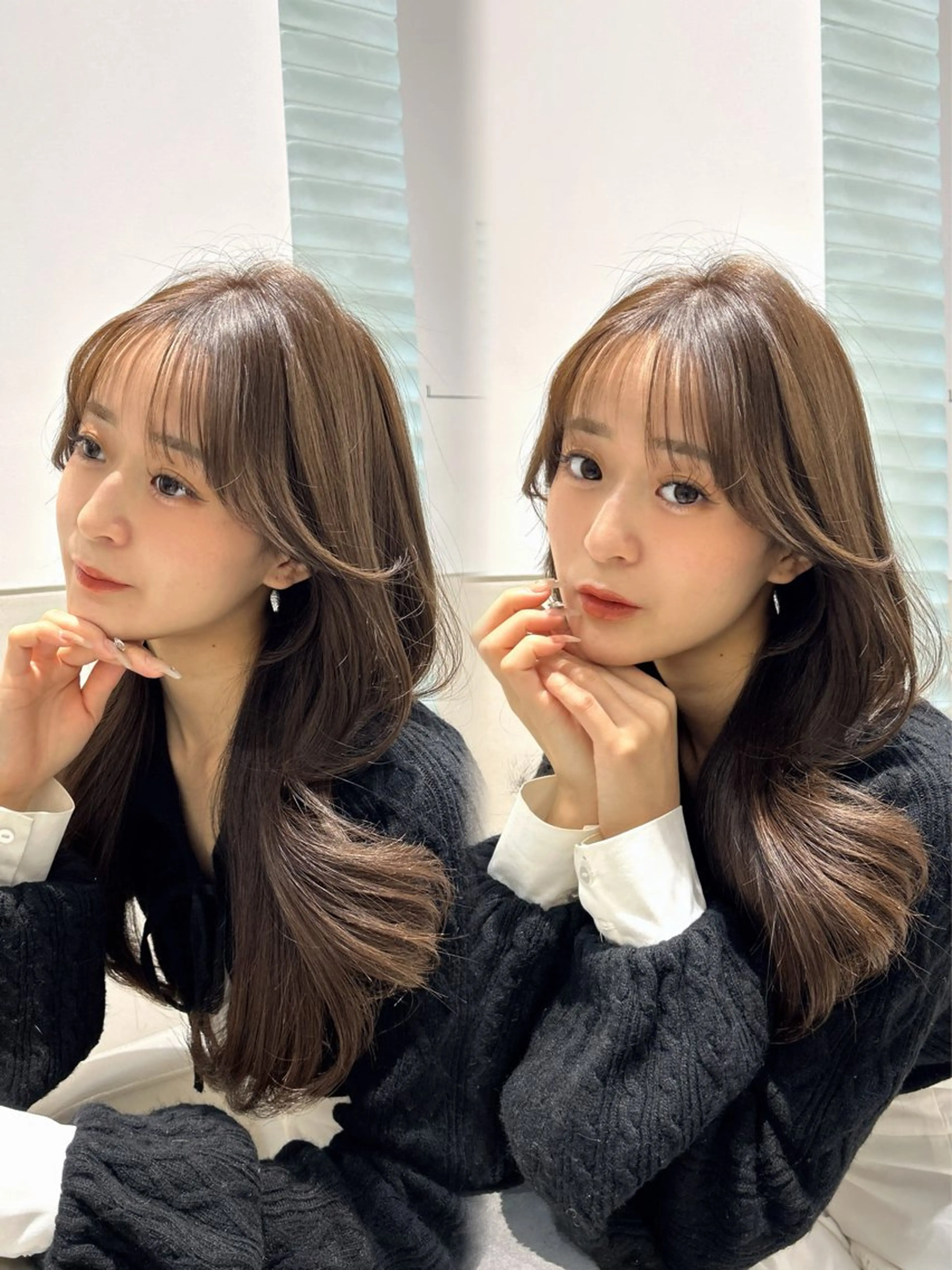 セミロング カラー カット ヘアカラー トリートメント 🩷韓国ヘア/ヨシン モリ🩷Maikaのヘアスタイル