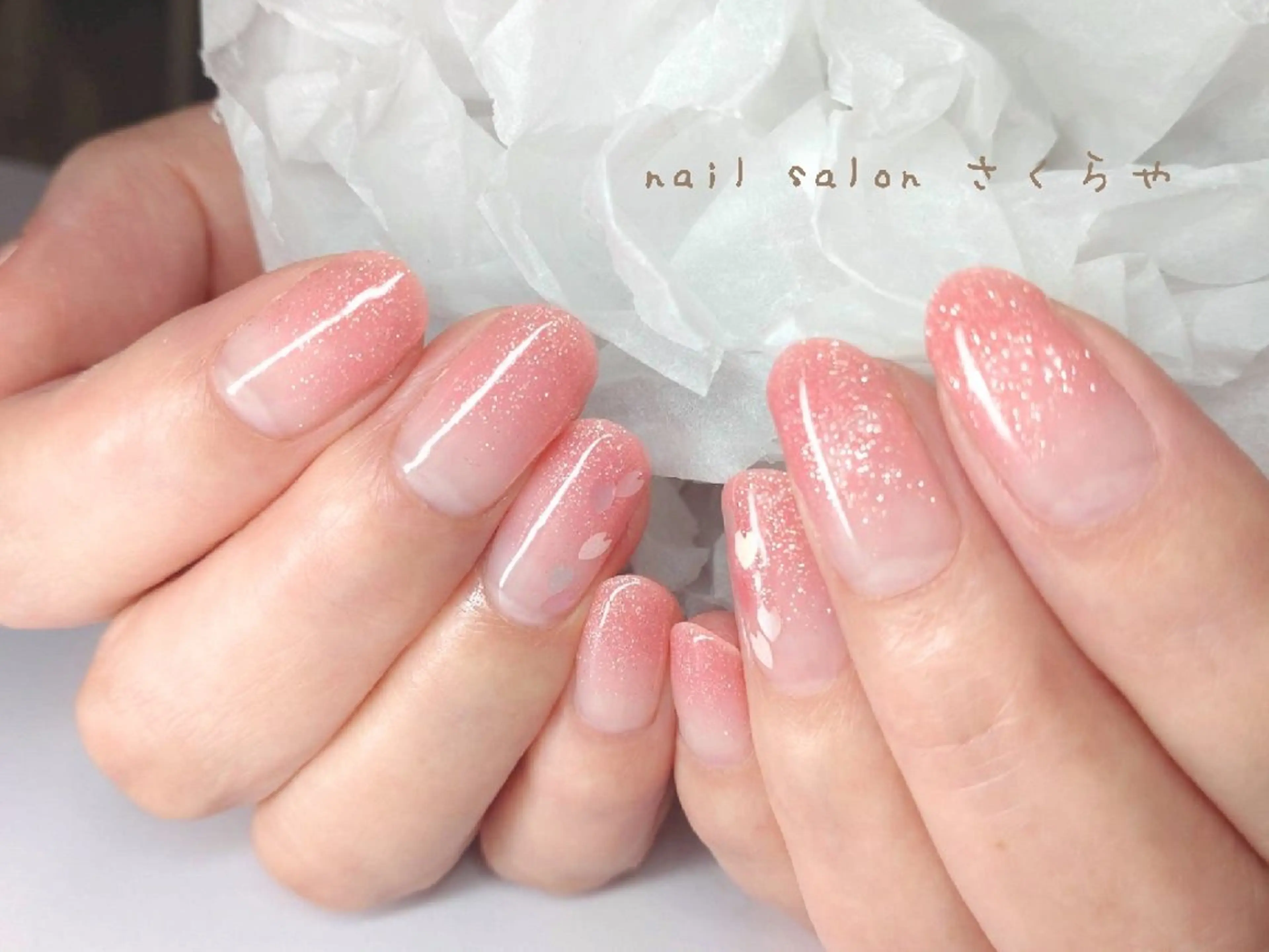 ネイル ピンク 春ネイル ハンドネイル さくらや❤ パラジェル使用のネイルデザイン