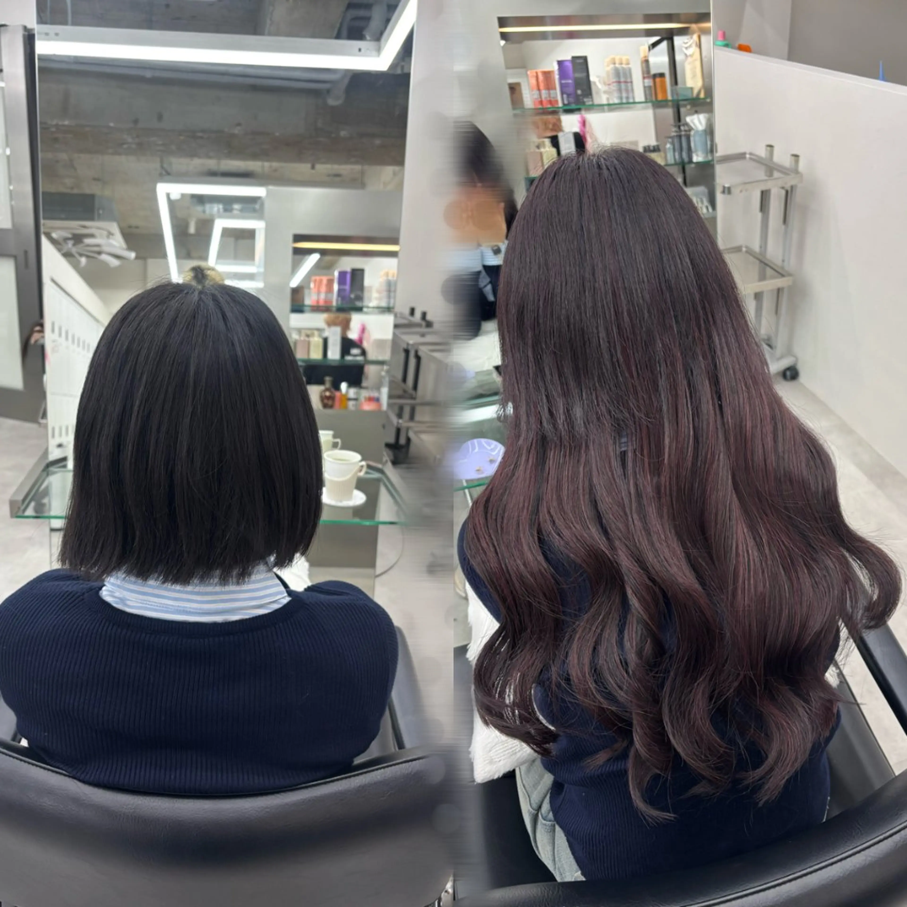 ミディアム ヘアカラー エクステ 暖色カラー❤️横浜 エクステらん🦖のヘアスタイル