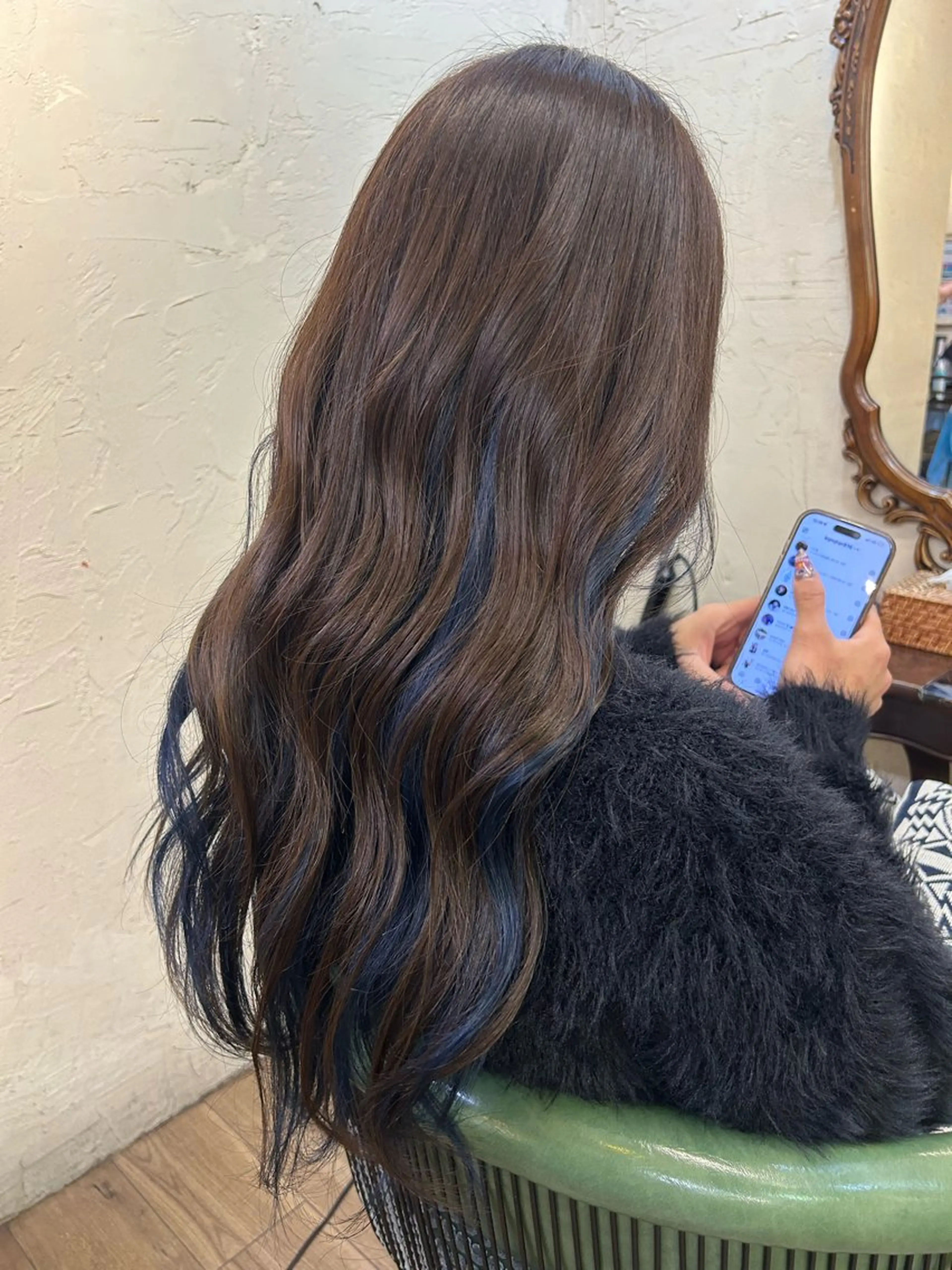 ロング カラー アッシュ アッシュブラウン ブルーカラー ブラウンカラー ヘアカラー トリートメント 🫧🍋ダブルカラー 🍋mizuhoのヘアスタイル