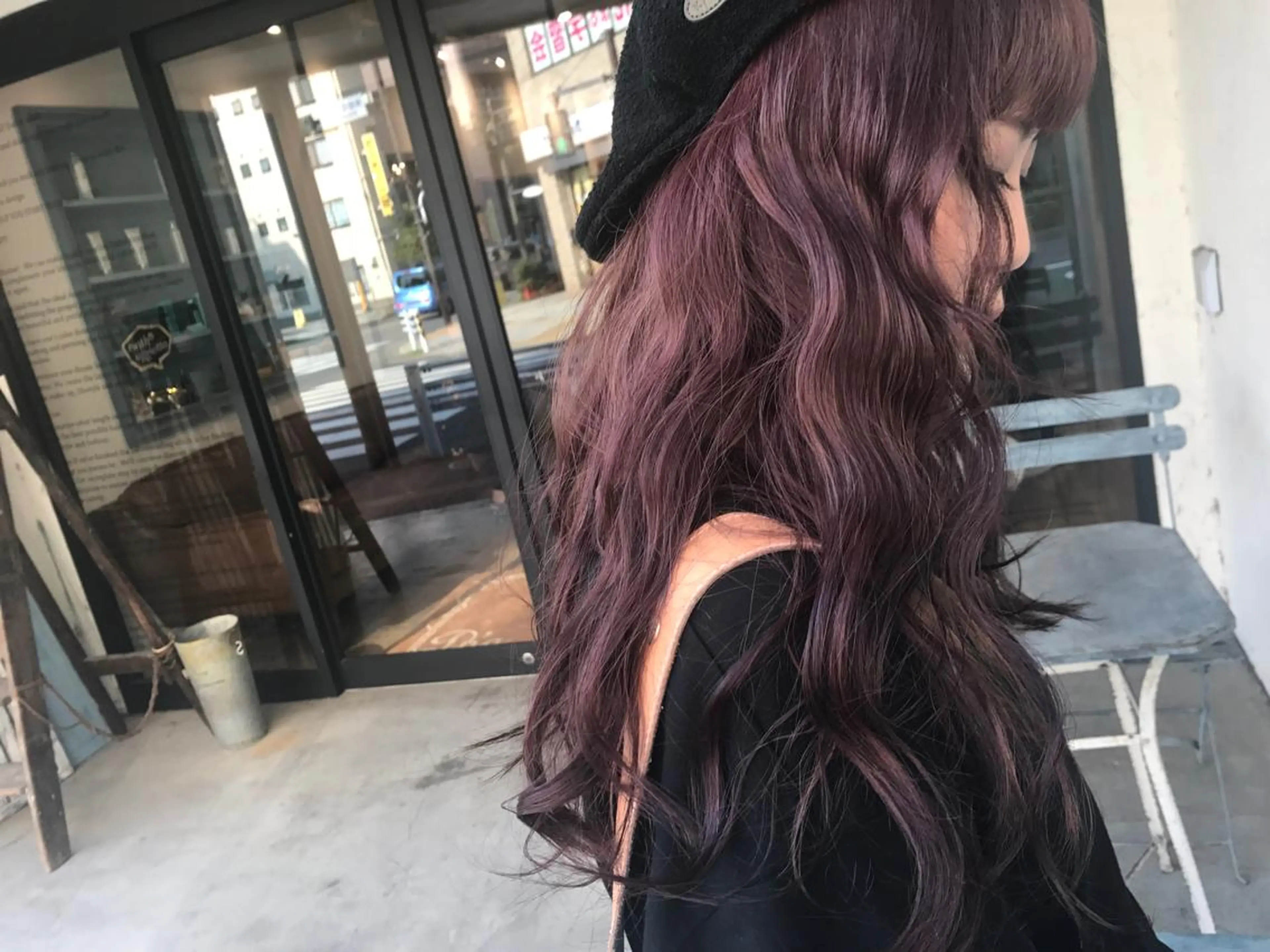 ロング カラー パーマ ピンクカラー ローズカラー オリーブ透明感カラー 表参道/MIKUのヘアスタイル