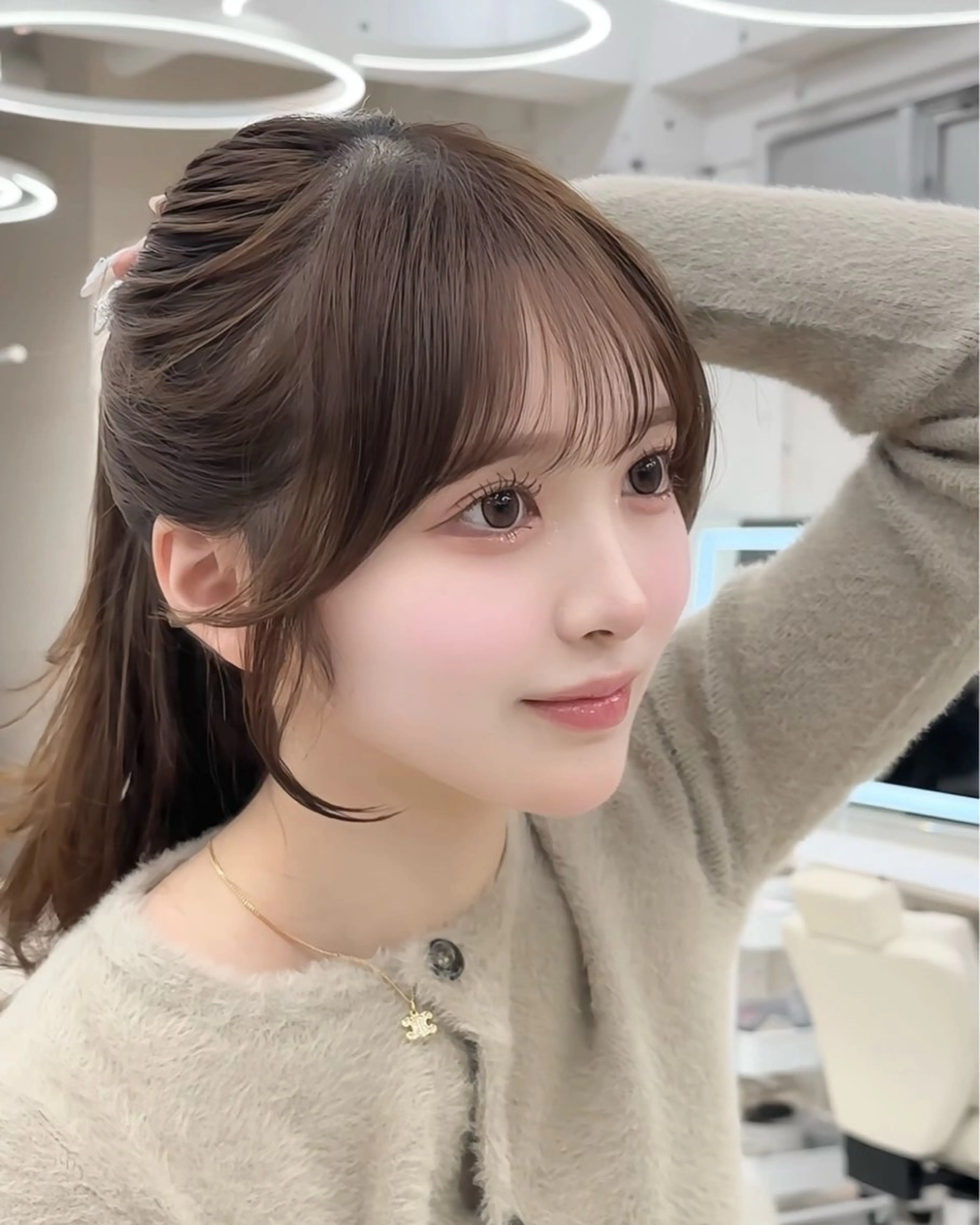 ロング カット 韓国レイヤー/天神 ダブルカラー/真白のヘアスタイル