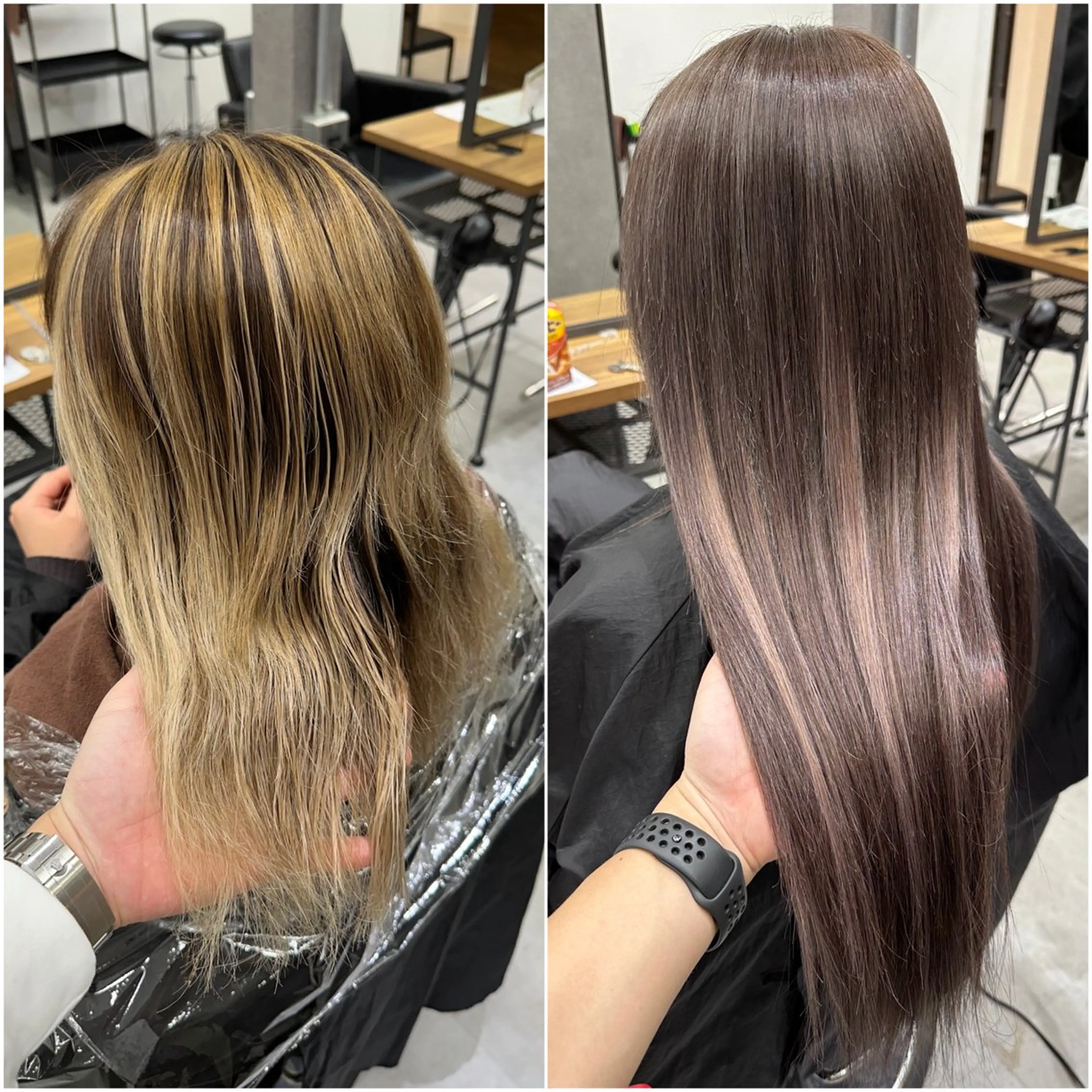 ロング カラー グレージュ ハイライトカラー エクステ ハイライト ヘアカラー エクステ KEISUKE🐶 カラー✨エクステのヘアスタイル