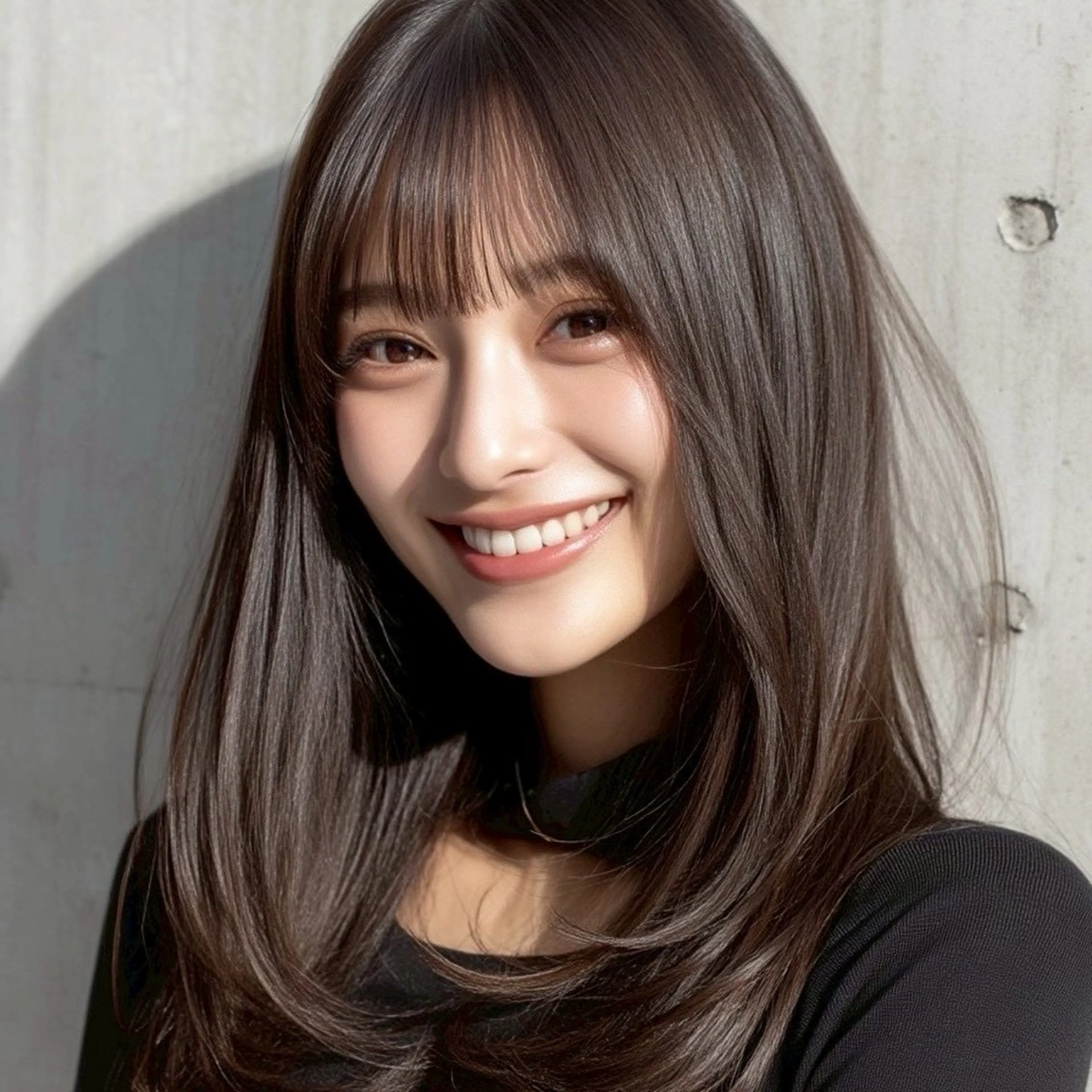 ロング ヘアカラー トリートメント こうき/前髪割れ癖 改善/カット/カラーのヘアスタイル