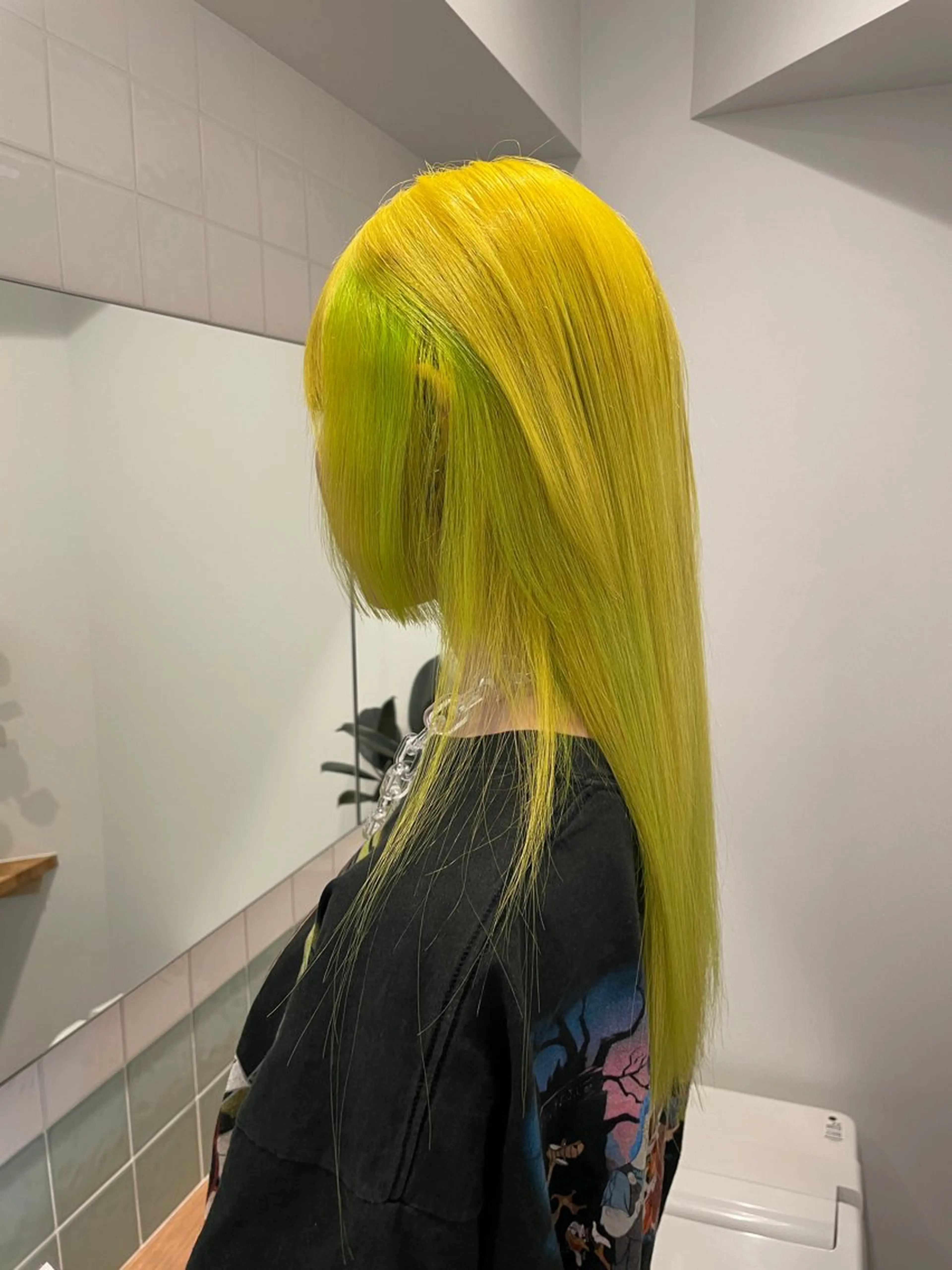 ロング カラー 切りっぱなしボブ レイヤー/縮毛矯正のヘアスタイル