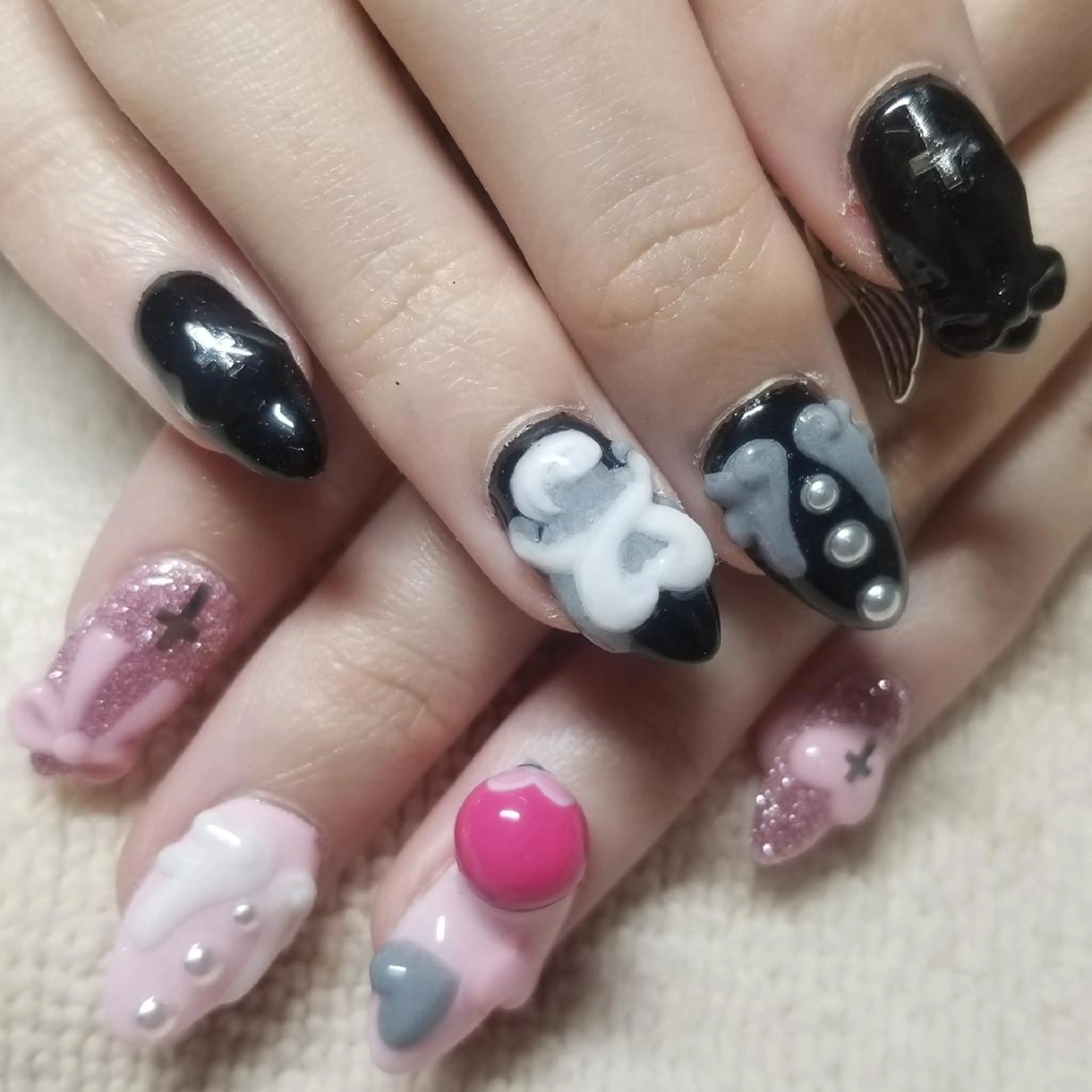 ネイル ハート ピンク リボン ハンドネイル よしだ ひろきのネイルデザイン