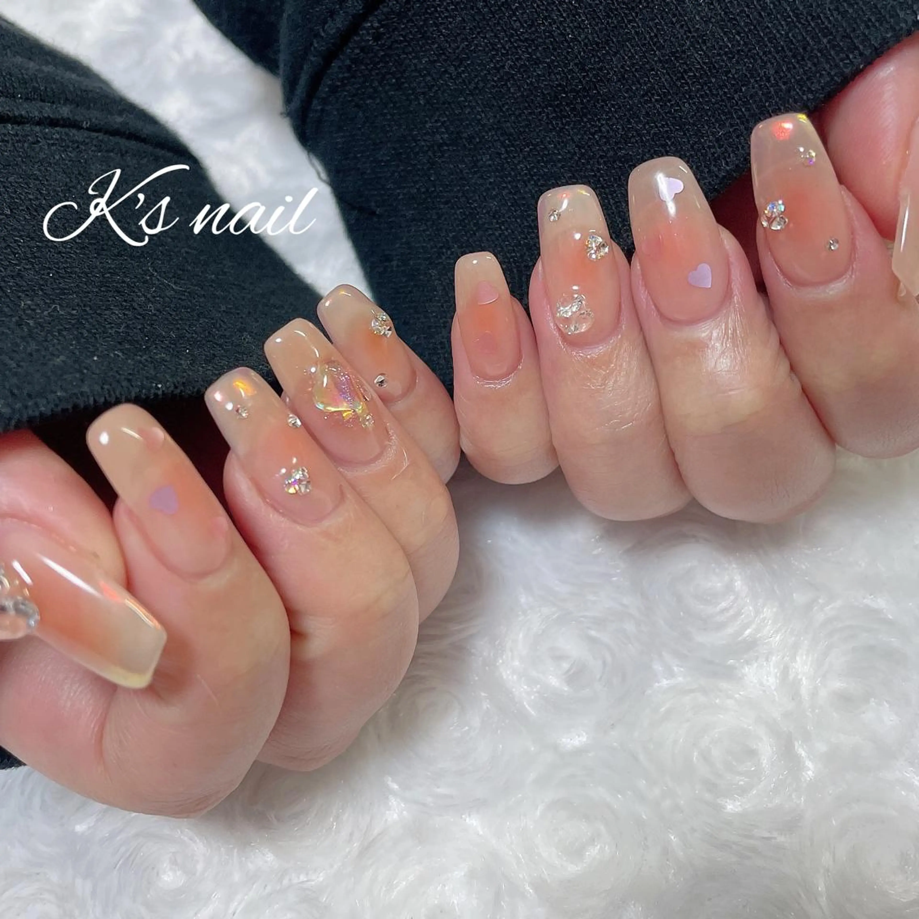 ネイル オーロラネイル チークネイル キラキラネイル ハンドネイル K's nail kotoeのネイルデザイン