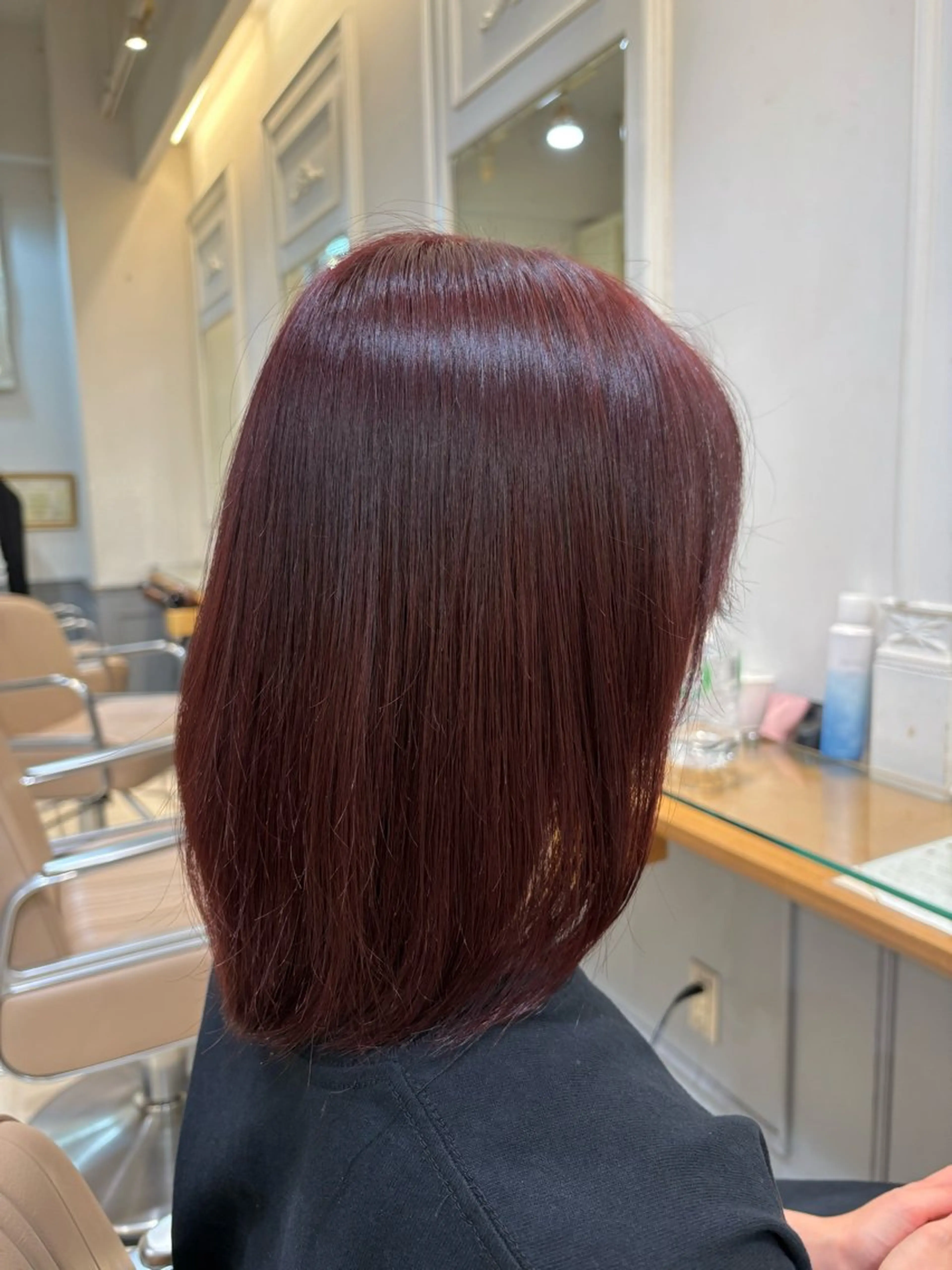 カラー ブリーチ ボルドーカラー ブリーチなしカラー カラー/ブリーチ✨ ヘアセット/コハルのヘアスタイル