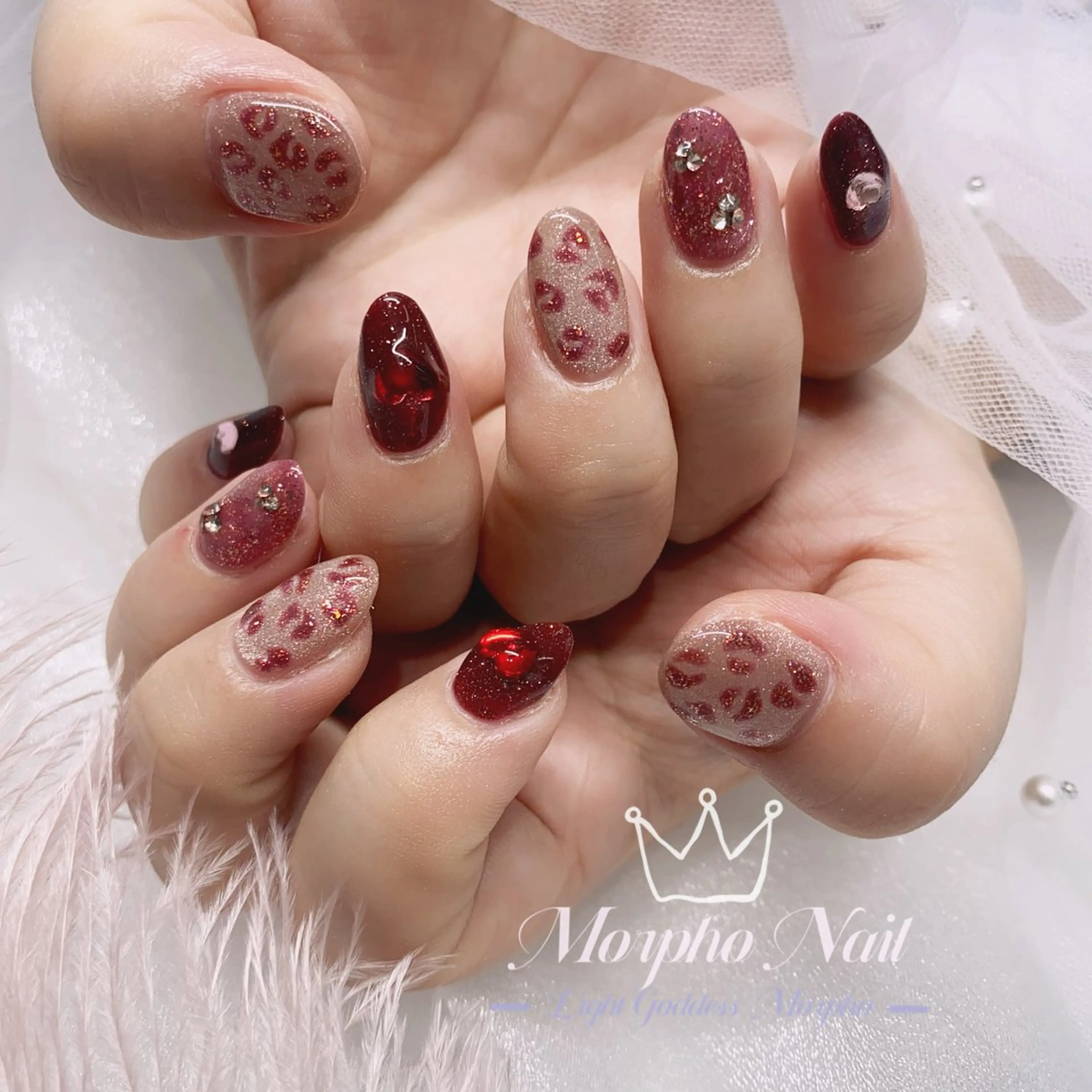 ネイル 長さ出し ジェルネイル キラキラネイル 大理石ネイル(マーブル) ニュアンスネイル Morpho nailのネイルデザイン