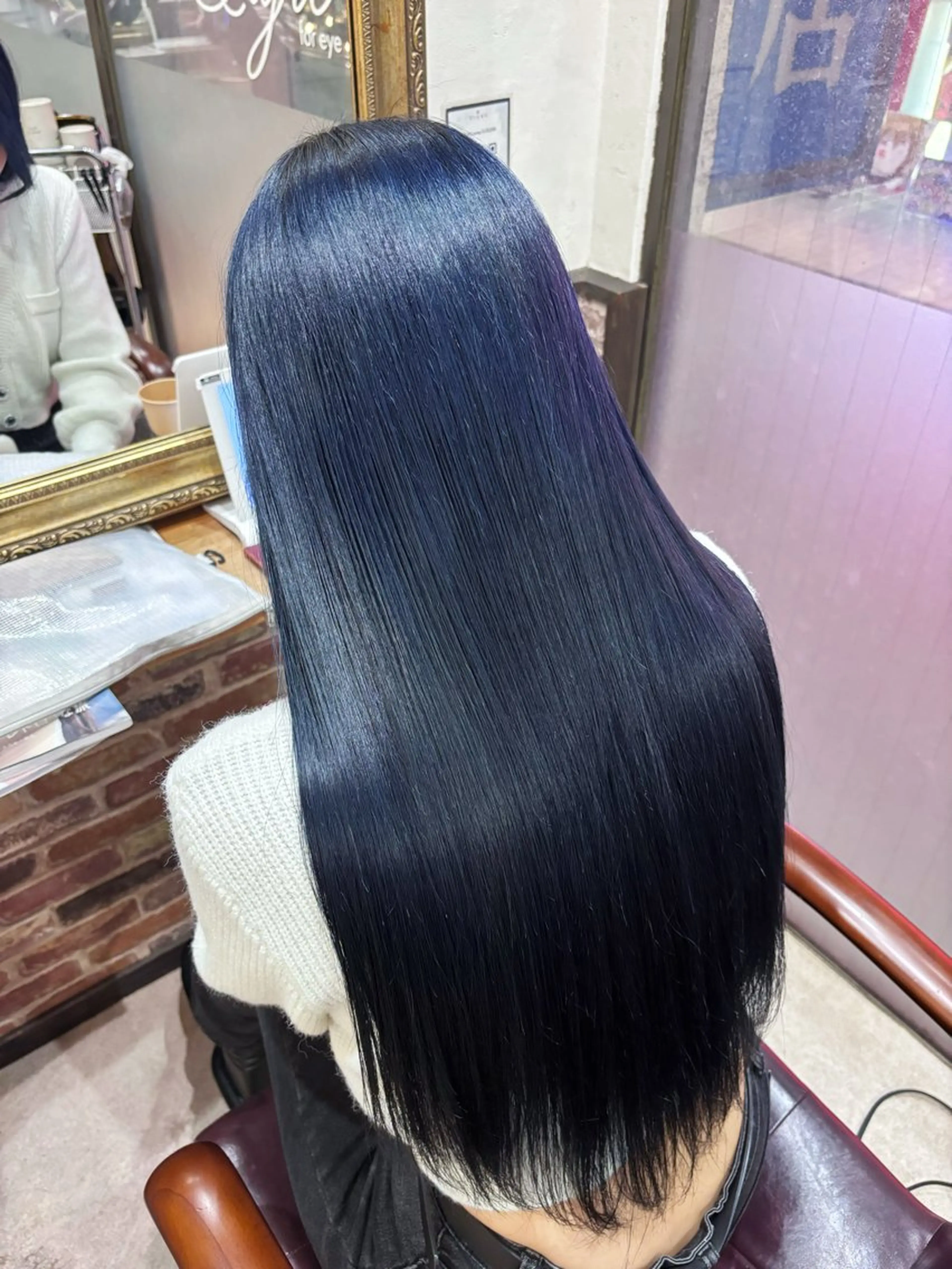 ロング カラー ブルーカラー ネイビーカラー ヘアカラー トリートメント 越冨　レイヤー/ 顔周り特化/髪質改善のヘアスタイル