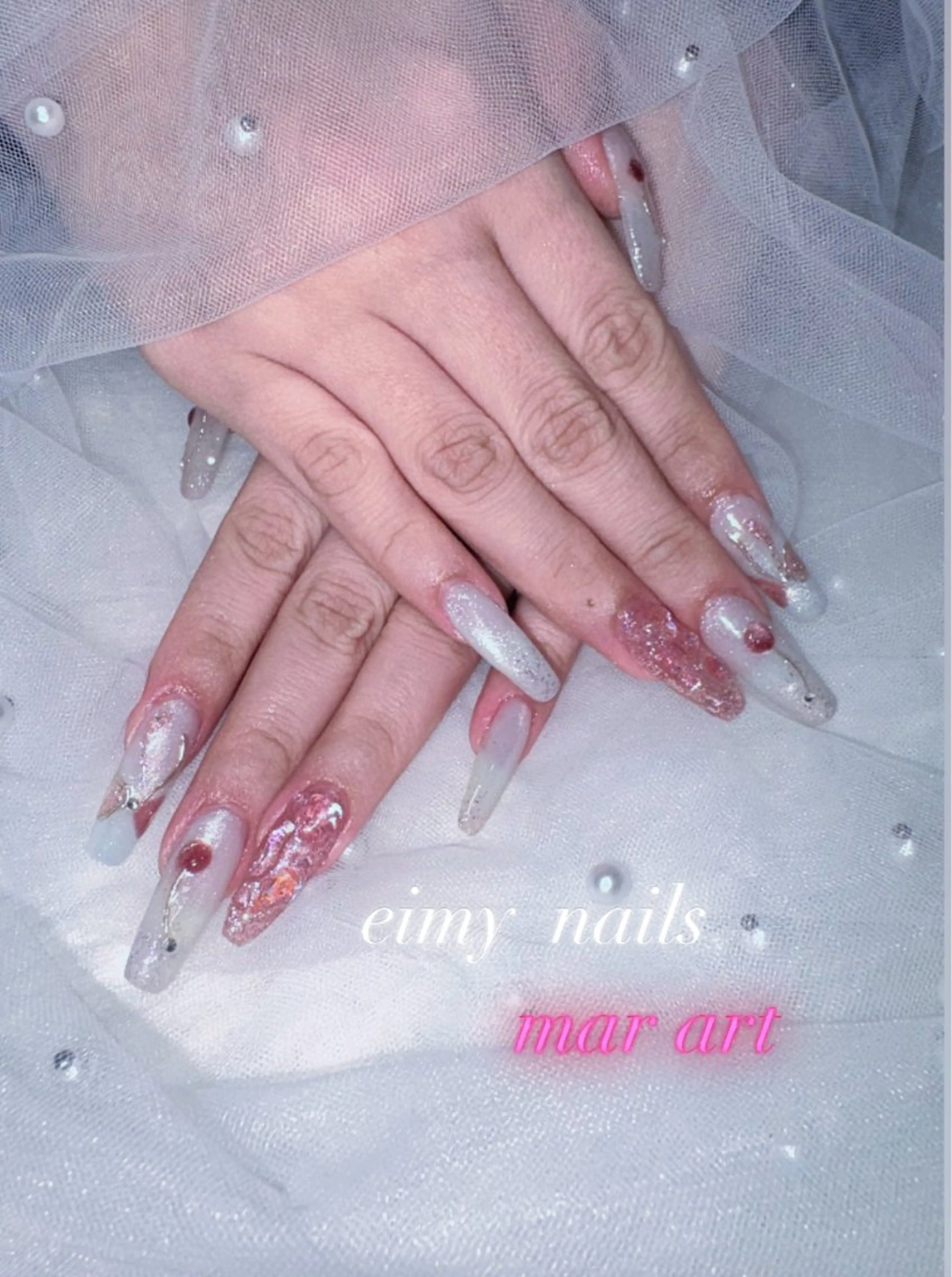 ネイル アートネイル ラメ(グリッター) マグネットネイル ワンカラーネイル リボン ハンドネイル eimy nails♡のネイルデザイン