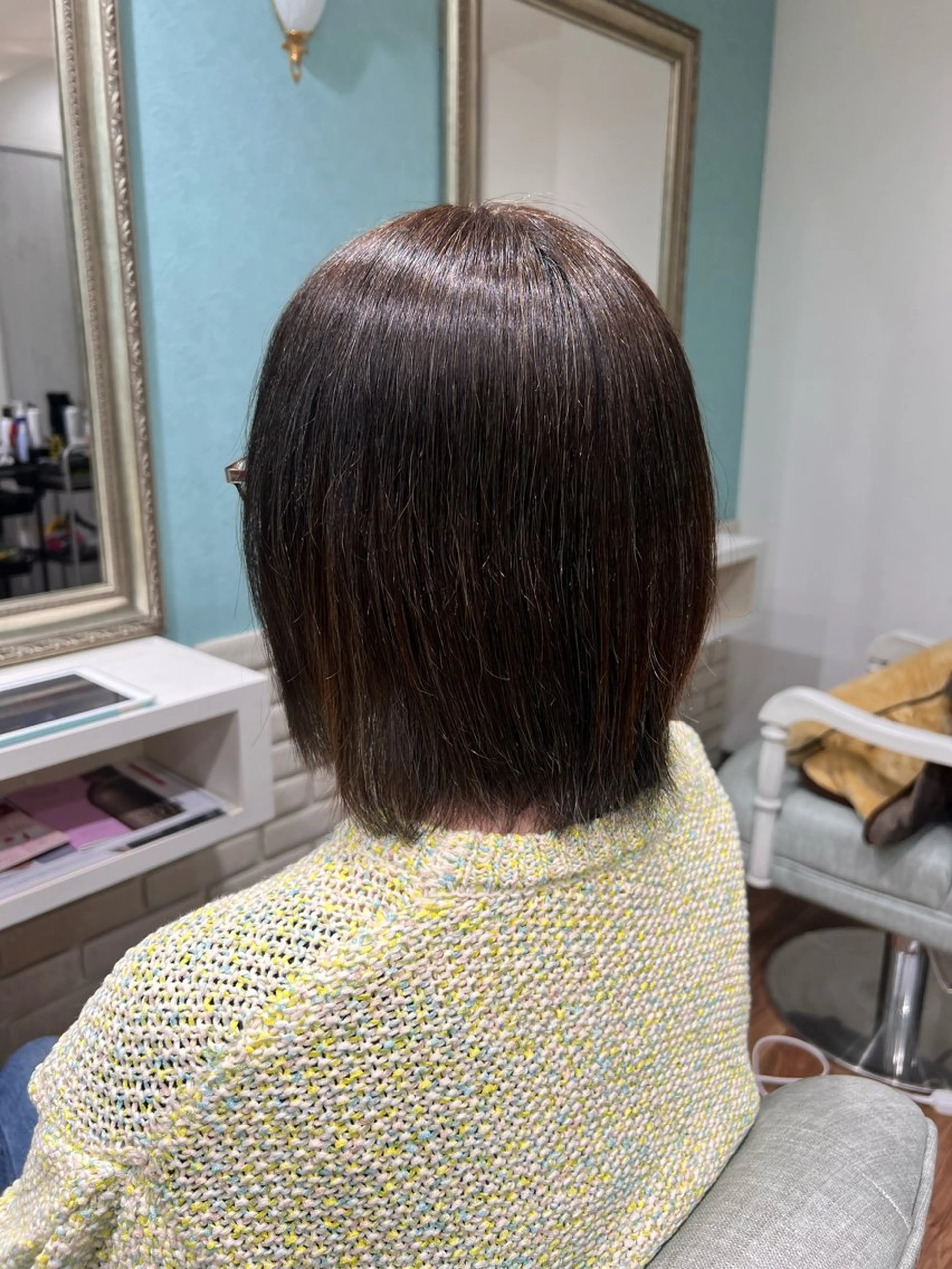 ミディアム パーマ 縮毛矯正 山下/高田馬場 /美髪/透明感カラーのヘアスタイル