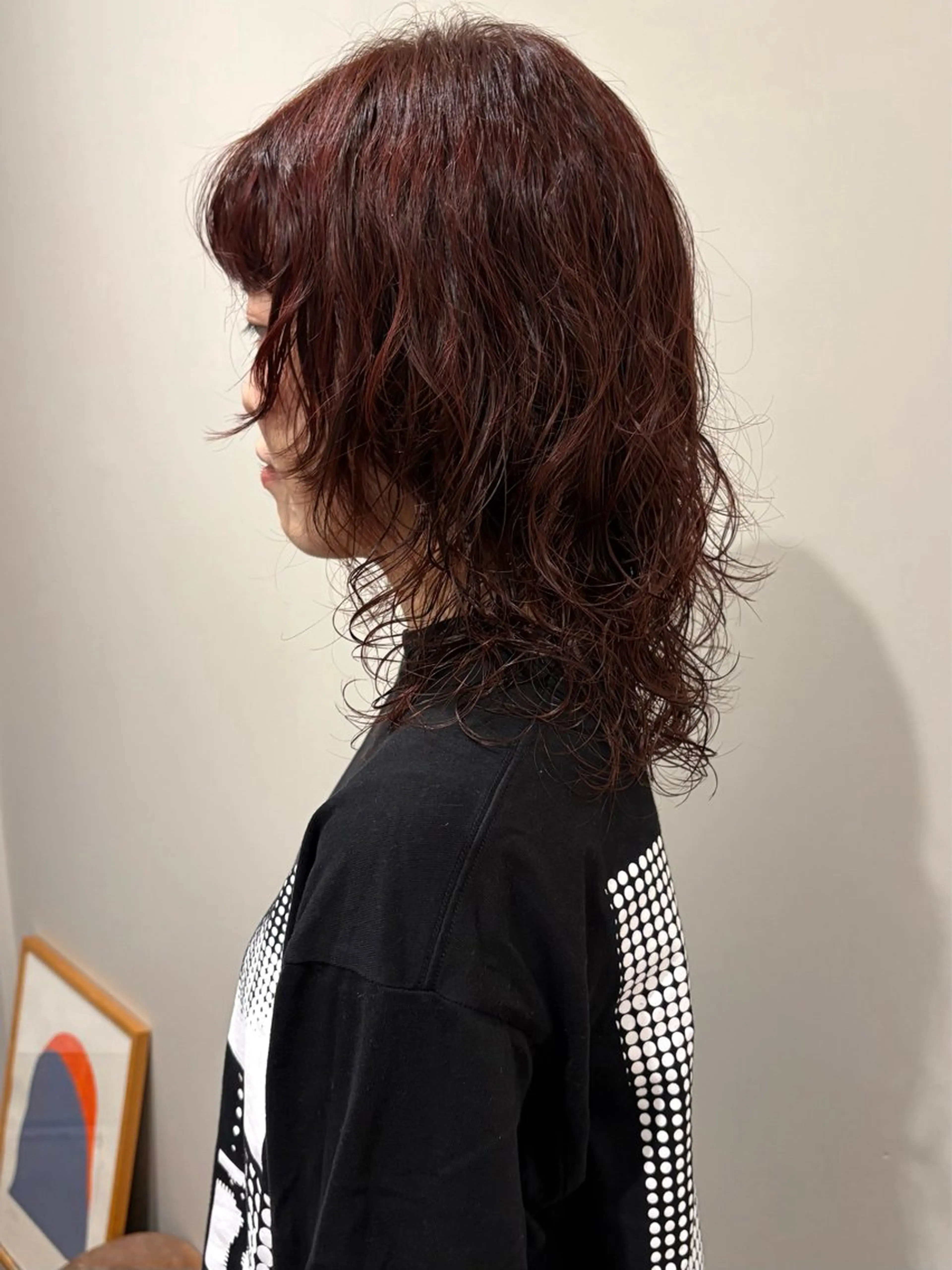 セミロング カラー パーマ セミロングパーマ カット ヘアカラー パーマ 縮毛矯正 yumemiレイヤー ‎✴︎ 透明感カラーのヘアスタイル