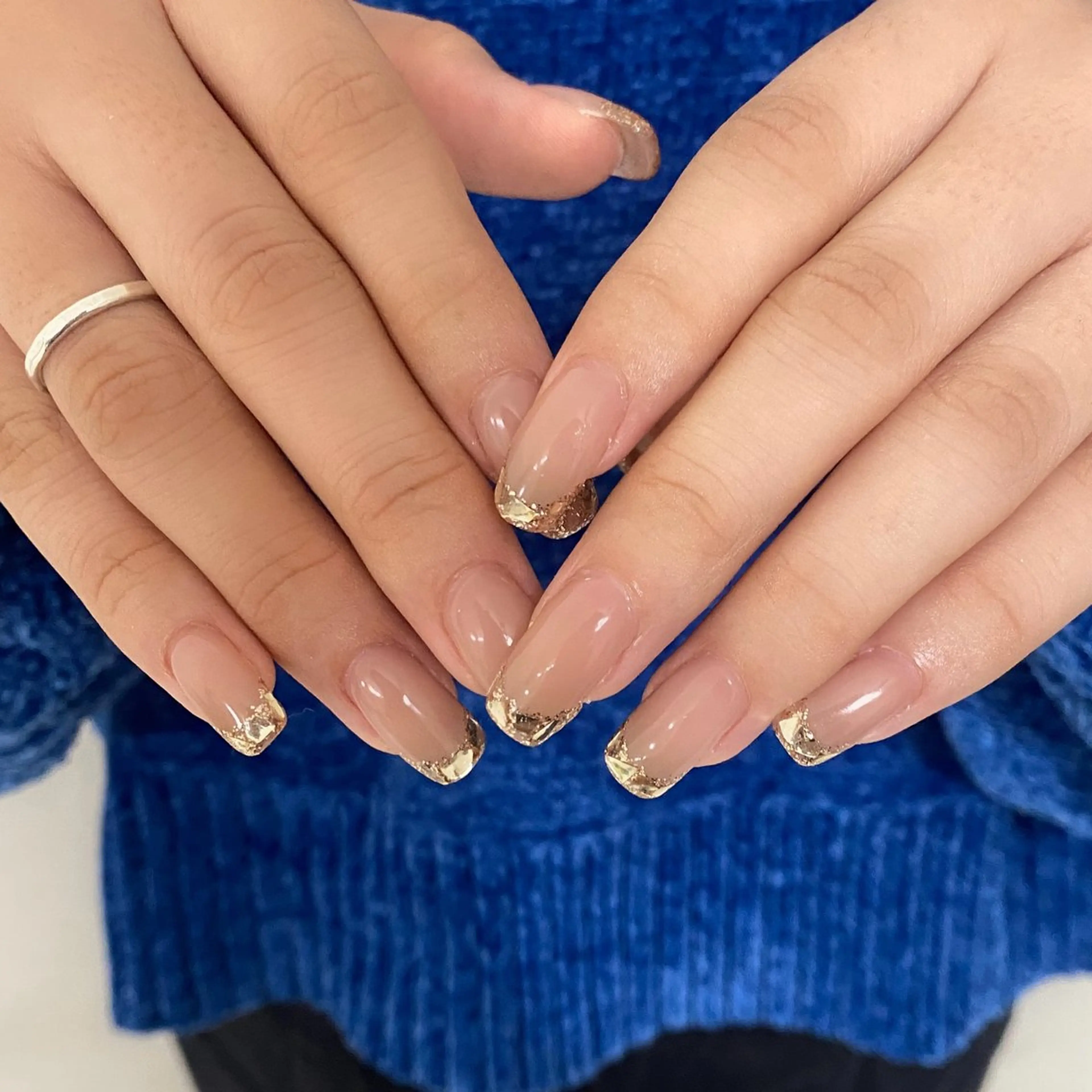 ネイル フレンチネイル ガラスフレンチ キラキラネイル KONDO RIHO♡のネイルデザイン