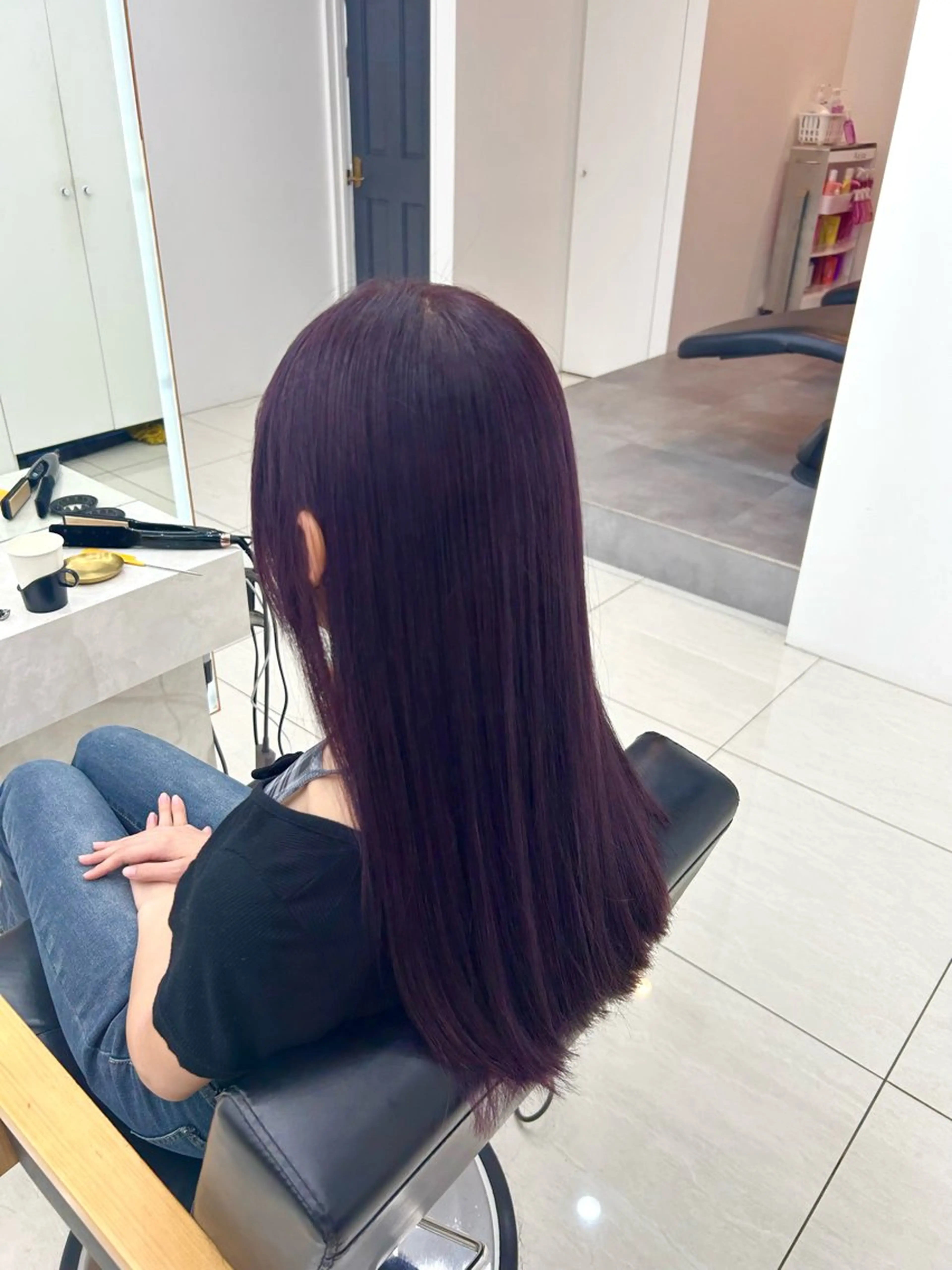 ロング カラー ブリーチ カシス ラベンダーカラー Kurumi リトル渋谷のヘアスタイル