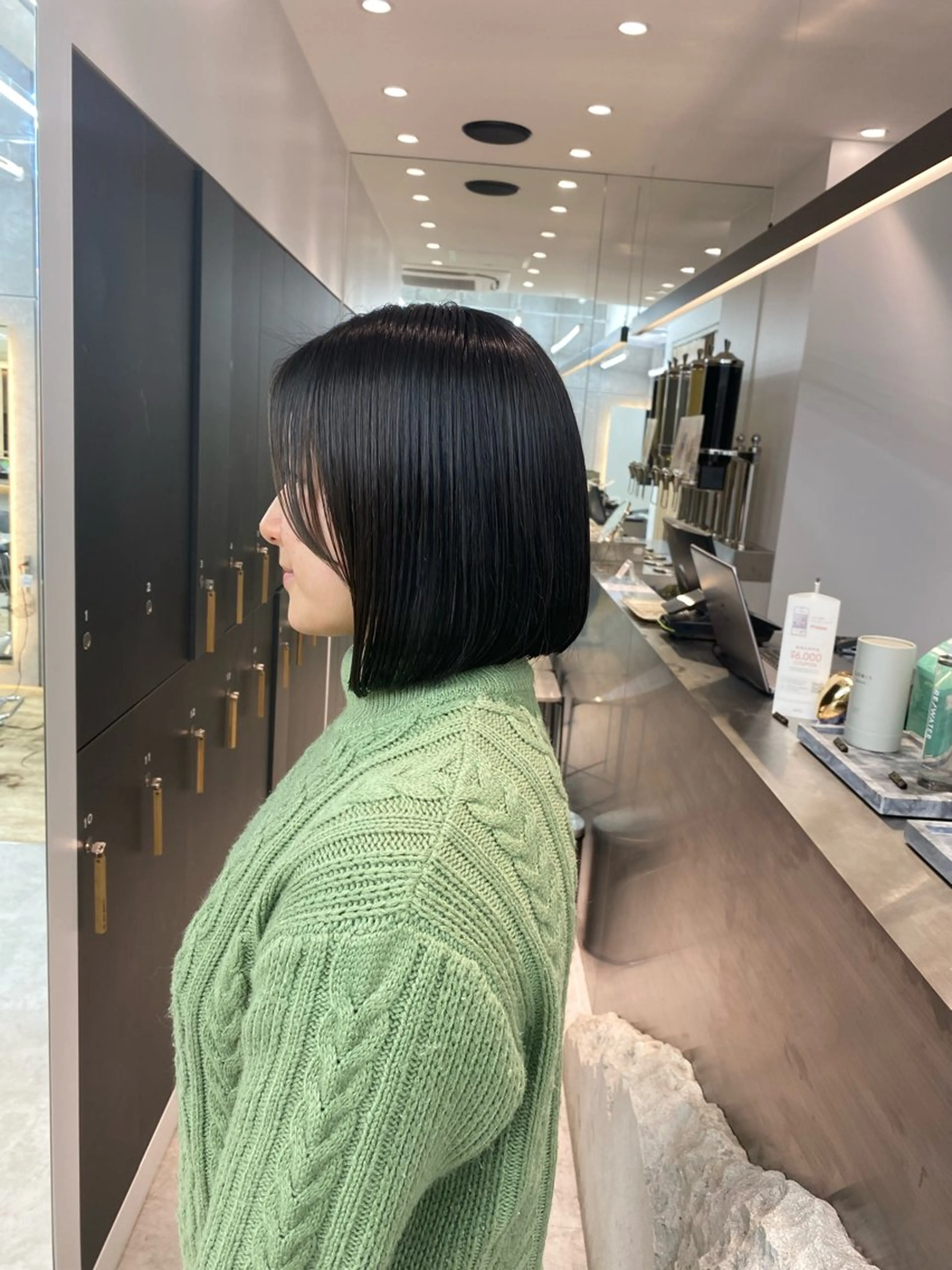 ミディアム カラー ボブ ボブ縮毛矯正 韓国レイヤーRINAのヘアスタイル