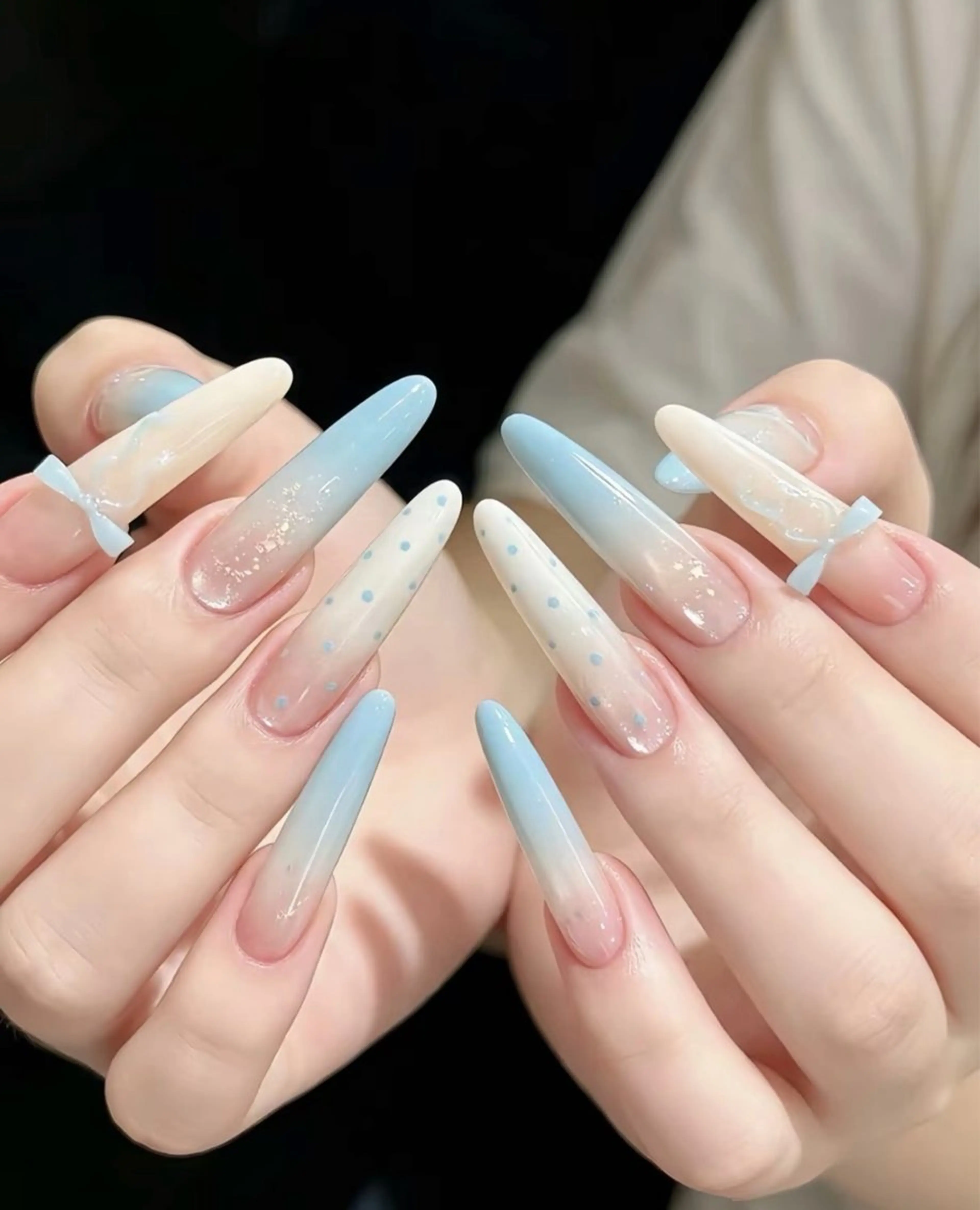 ネイル フレンチネイル キラキラネイル 韓国ネイル シンプルネイル ワンホンネイル ハンドネイル MEI Nailのネイルデザイン
