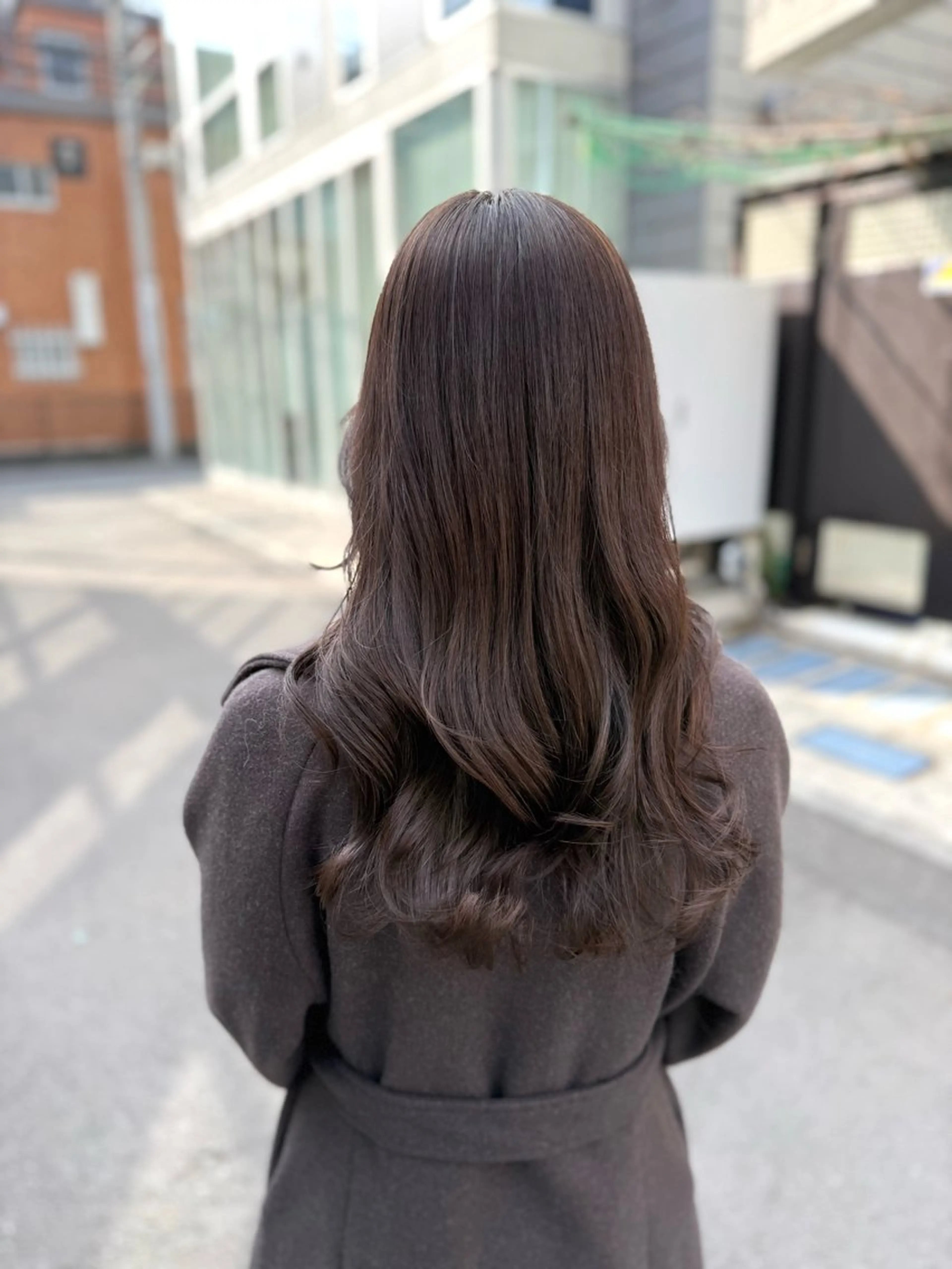 セミロング カラー ショコラグレージュ グレージュ カット ヘアカラー トリートメント グレージュ/レイヤー /韓国ヘア/RISAのヘアスタイル