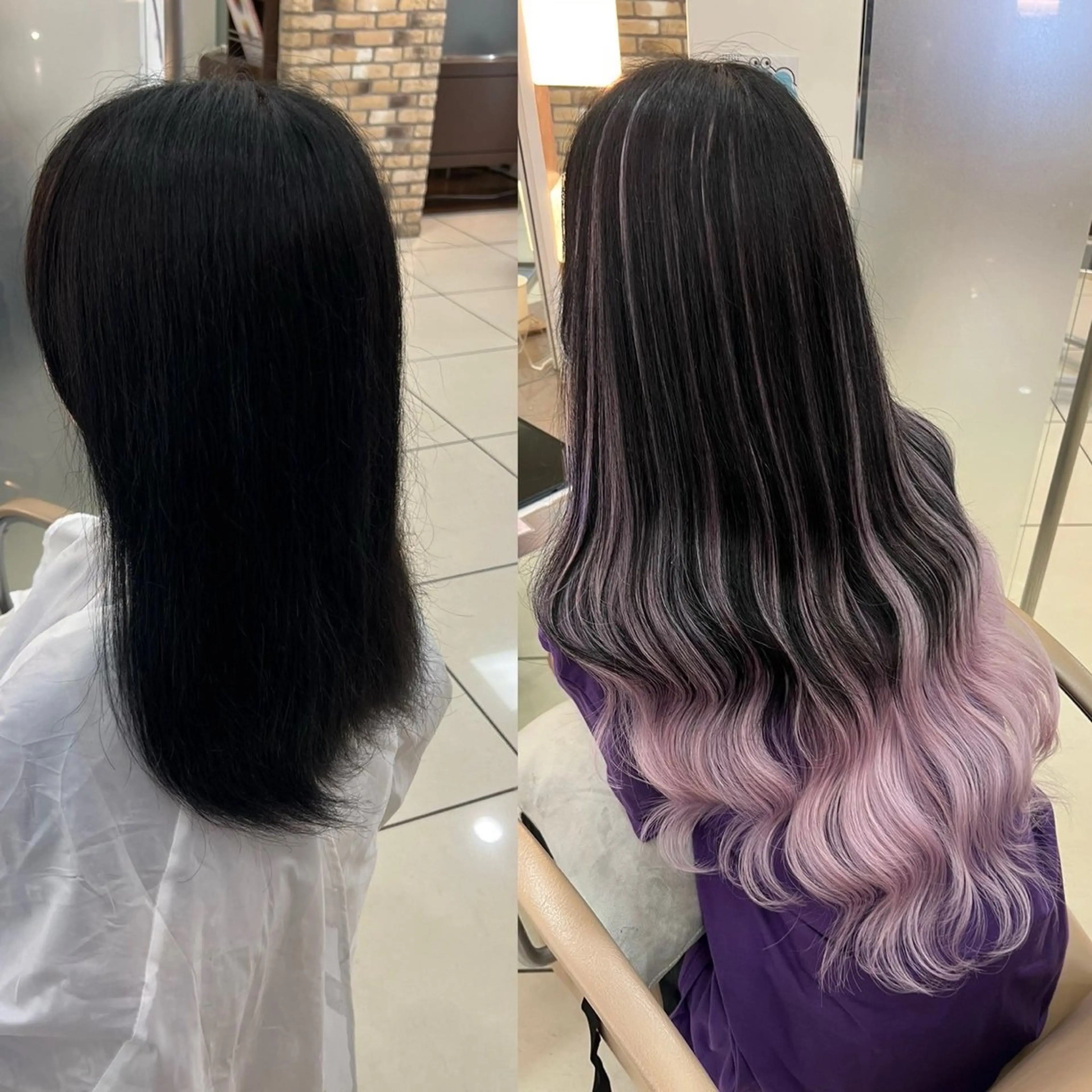 ロング カラー ヘアアレンジ メンズ シールエクステ デザインカラー エクステ 羽エク指名No1✨️ シールエク🌙しぇるのヘアスタイル