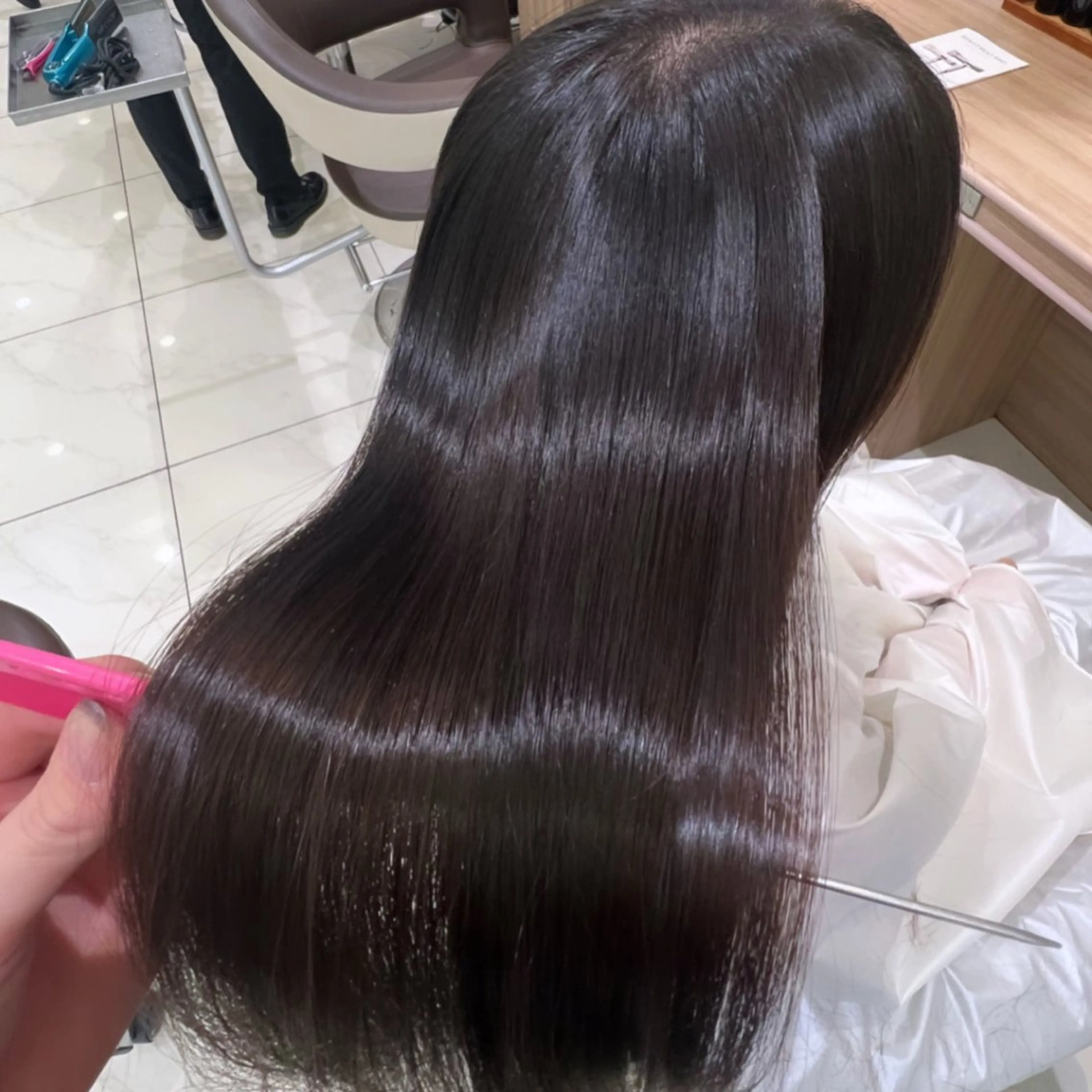 ロング カラー 縮毛矯正 カット ヘアカラー 縮毛矯正 トリートメント レイヤーカット// メイのヘアスタイル