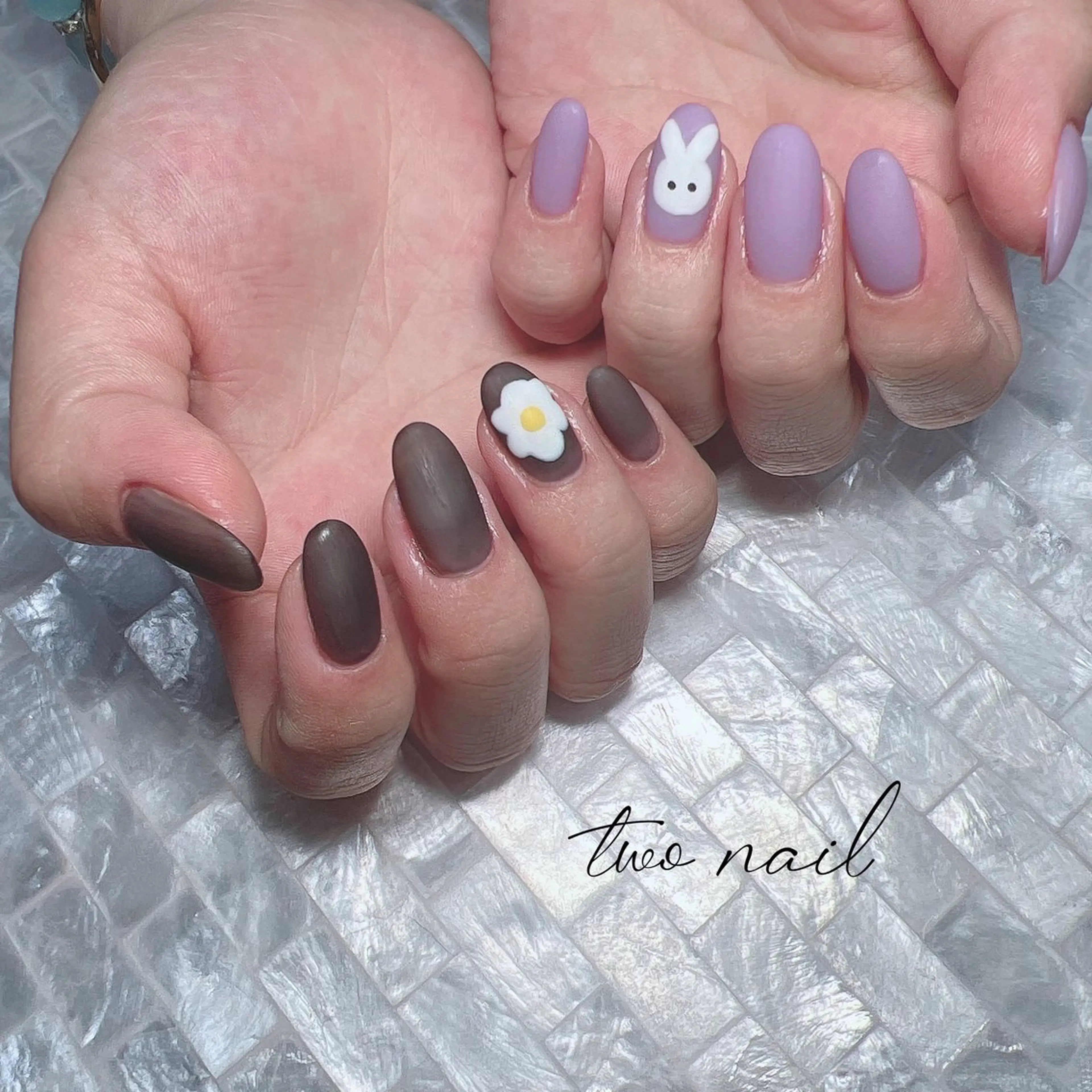 ネイル ネイルチップ ホワイト ハンドネイル two nailのネイルデザイン