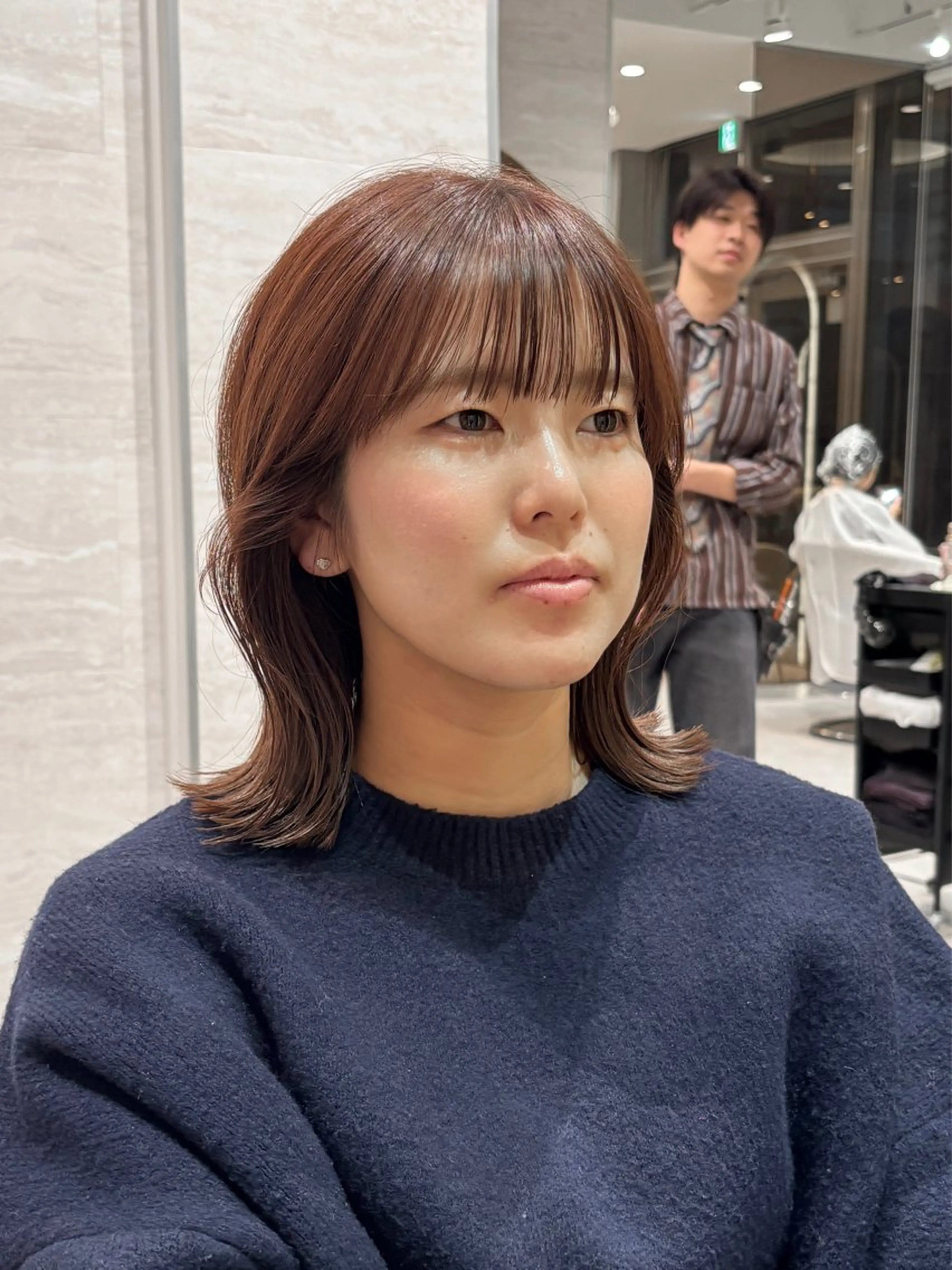 ミディアム カット ヘアカラー トリートメント 💖ボブ/髪質改善 顔周りレイヤー/ユイのヘアスタイル