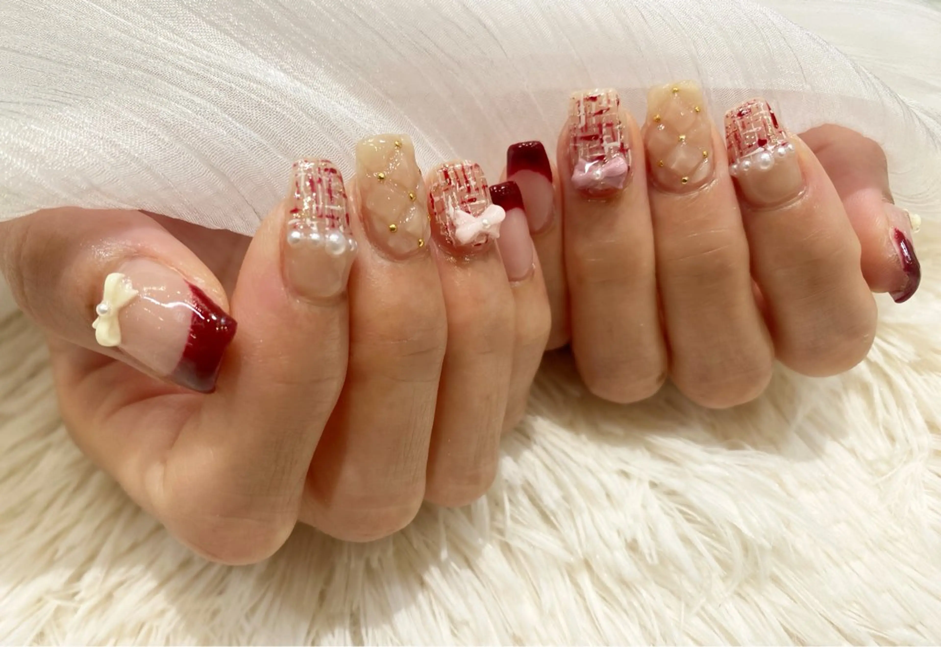 ネイル 持ち込み ツイードネイル ハンドネイル ネイルサロン nail_upのネイルデザイン