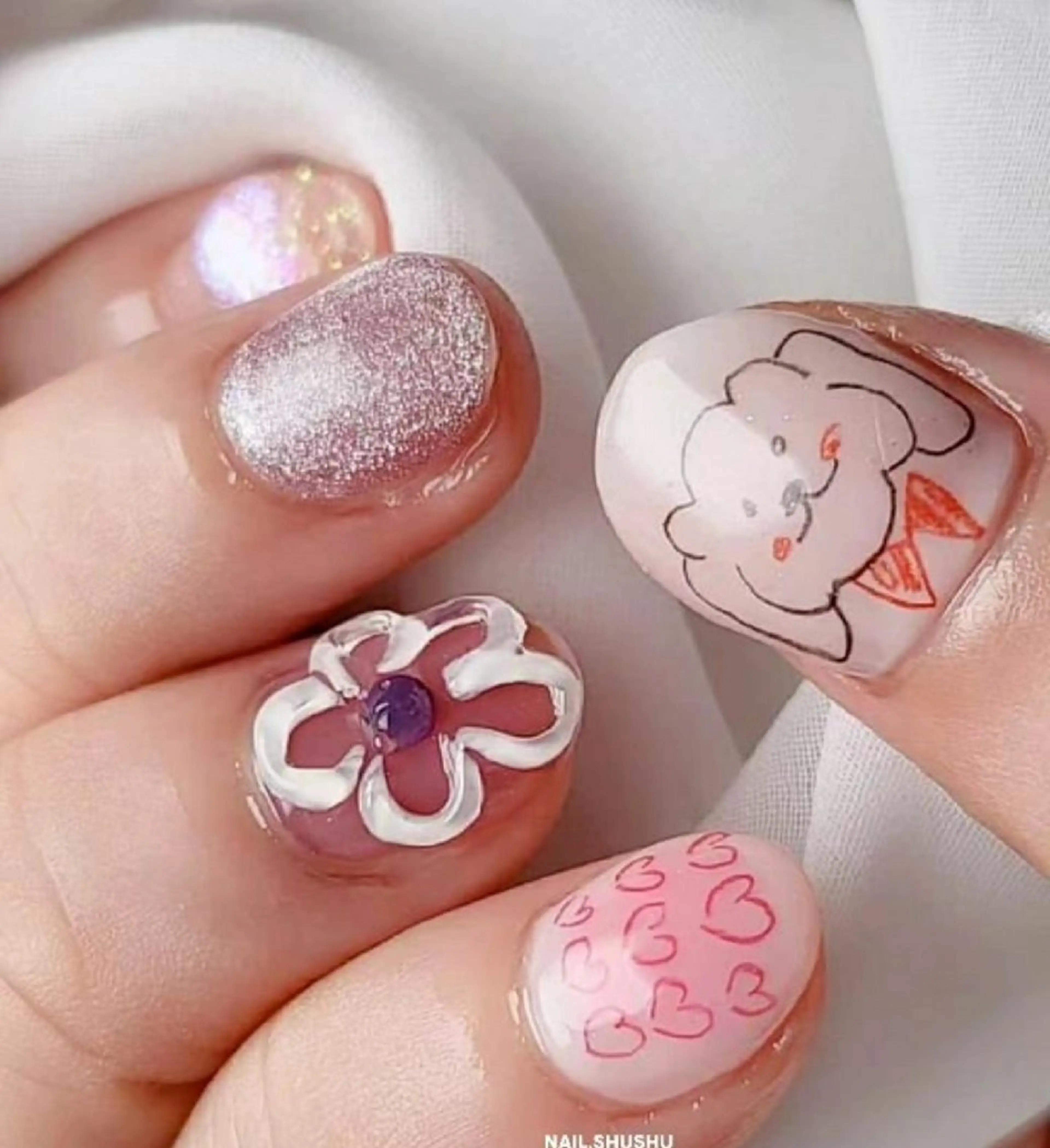 ネイル 持ち込み ニュアンスネイル ワンカラーネイル シンプルネイル 3dパーツ/流行り 👧shushu❤️のネイルデザイン