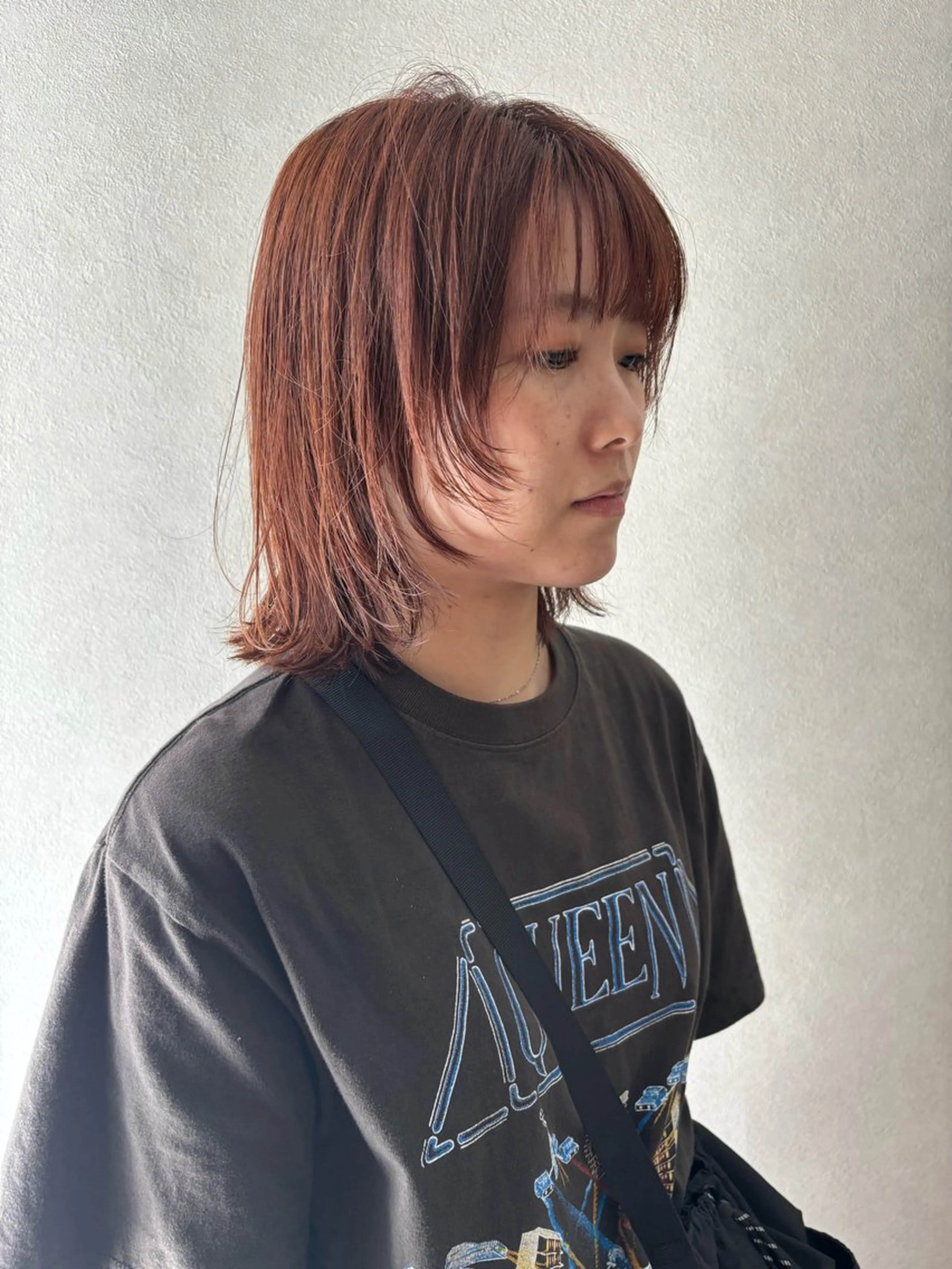 ミディアム カラー ヘアカラー トリートメント en,ボブ/レイヤー パーマ/透明感カラーのヘアスタイル