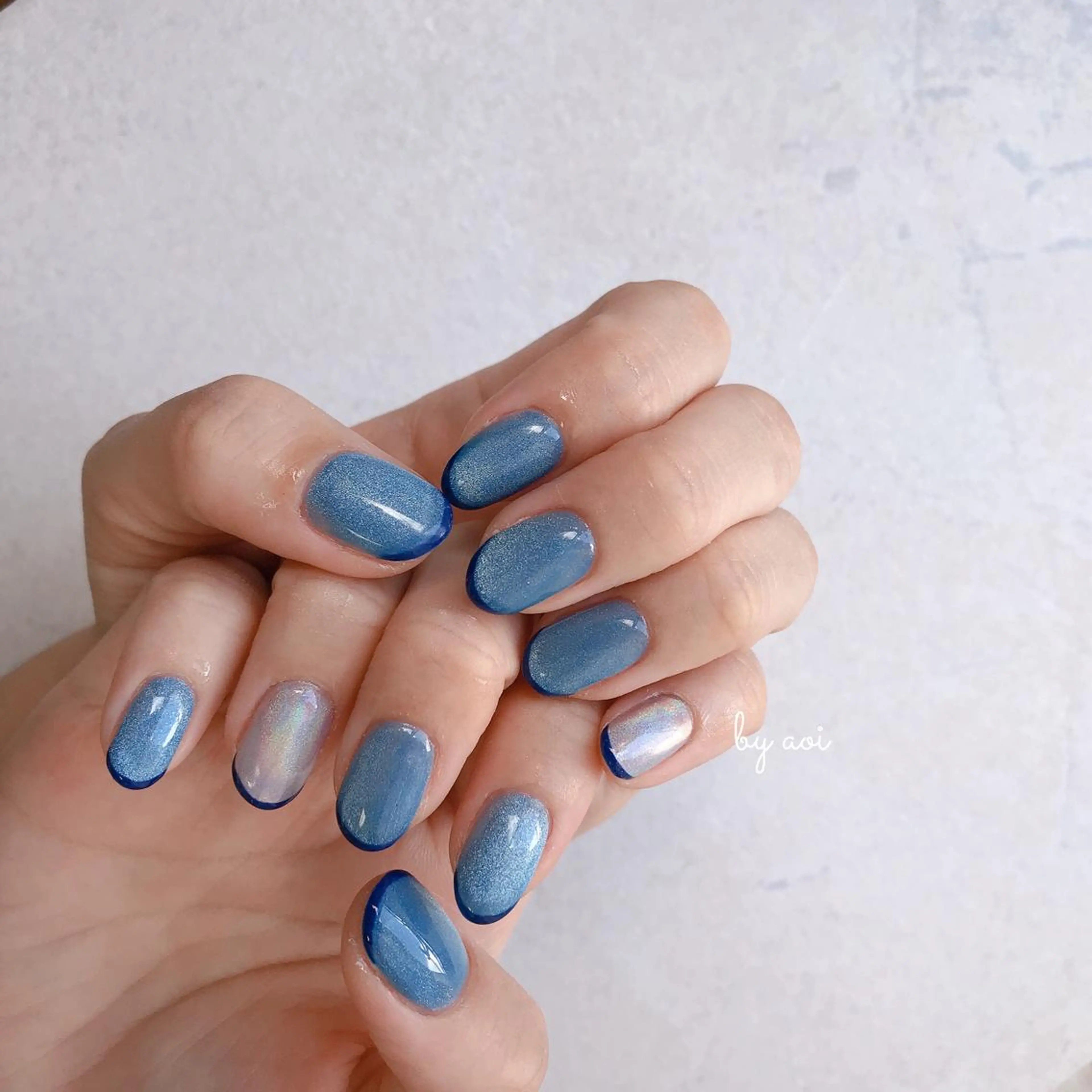 ネイル ブルー フレンチネイル ハンドネイル フットネイル Utopia nail_のネイルデザイン