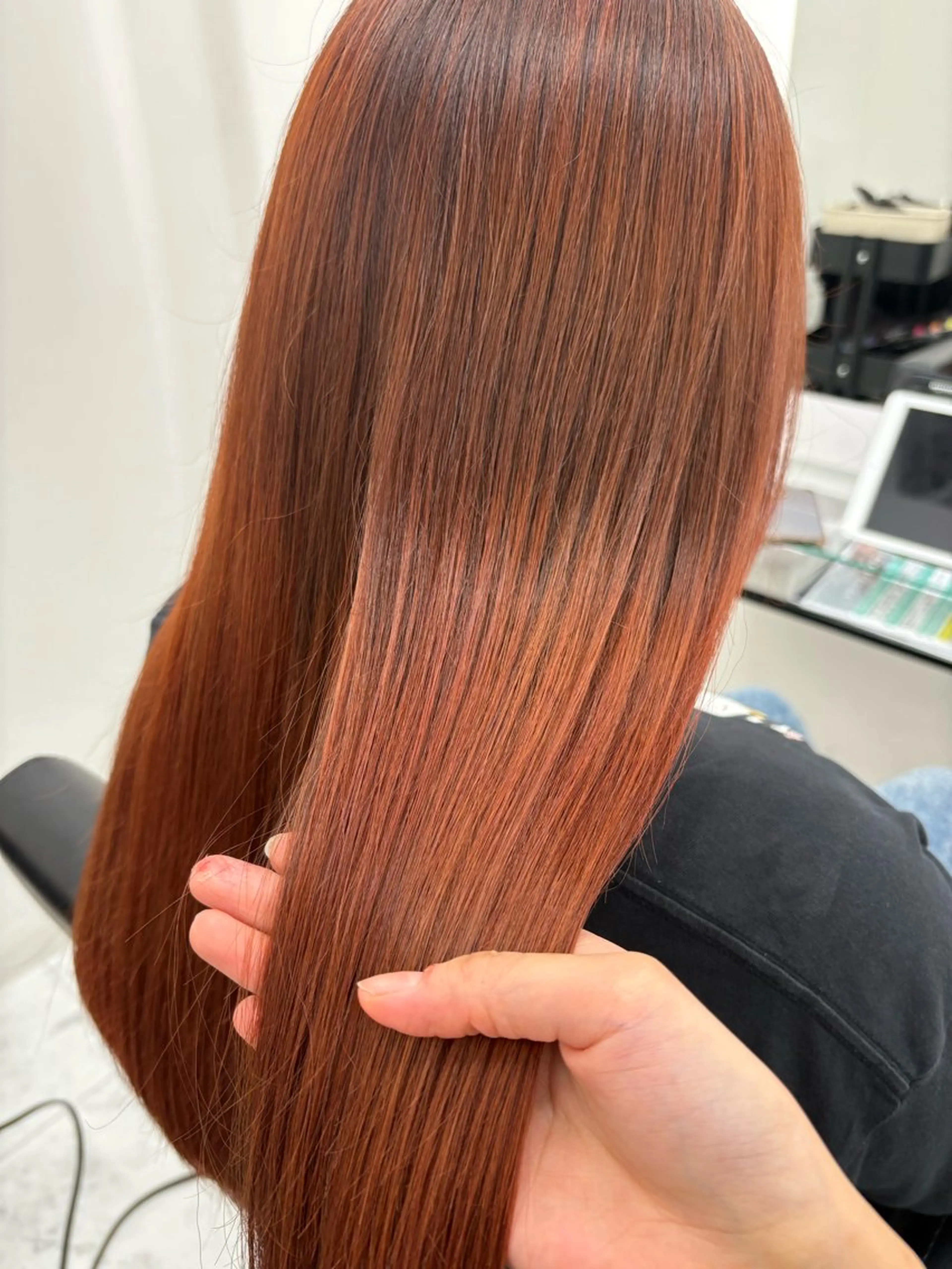 セミロング オレンジブラウン カット ヘアカラー トリートメント 髪質改善サロン🫧 セキチサトのヘアスタイル